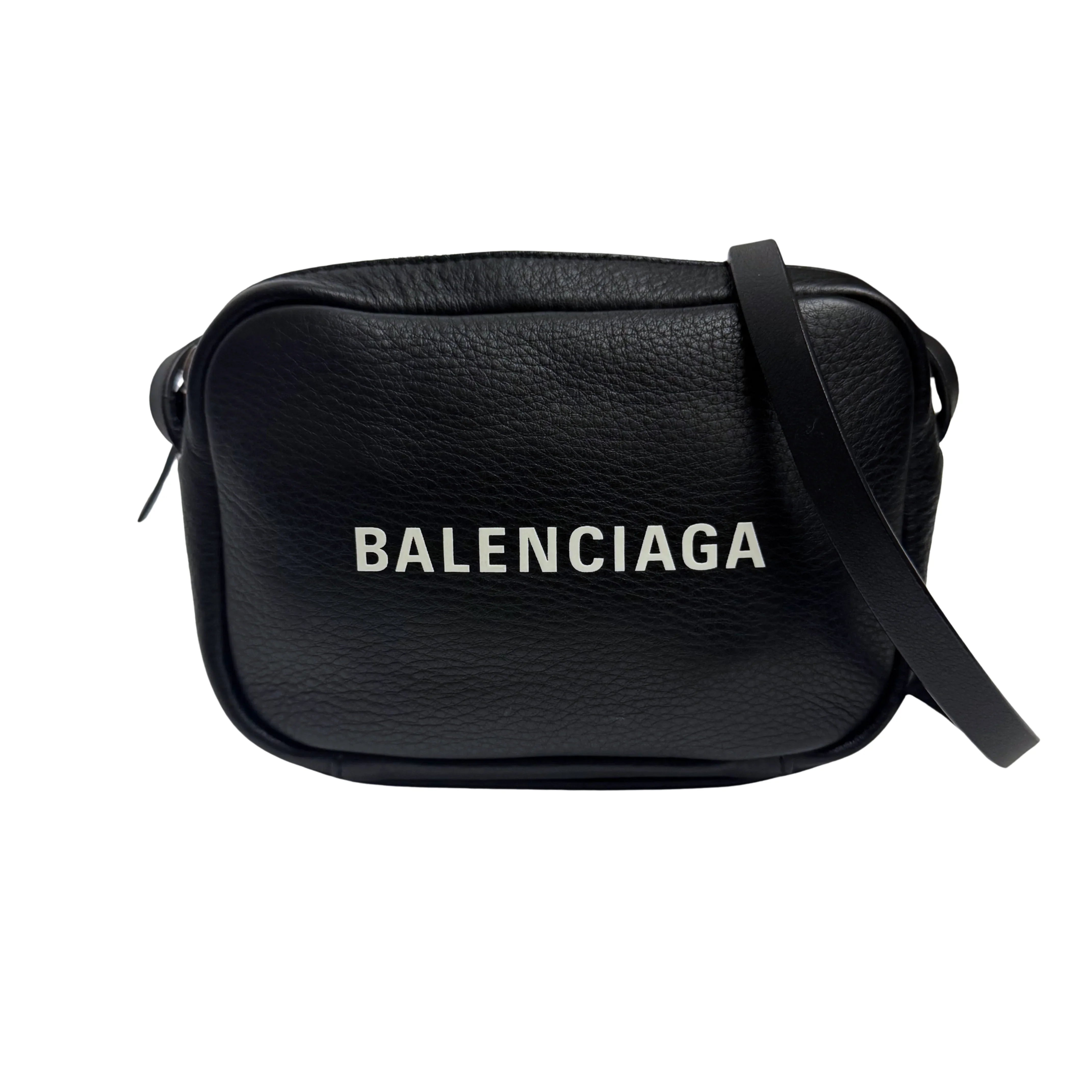 BALENCIAGA Calfskin Logo Everyday Camera Bag /Black - Lost Designer