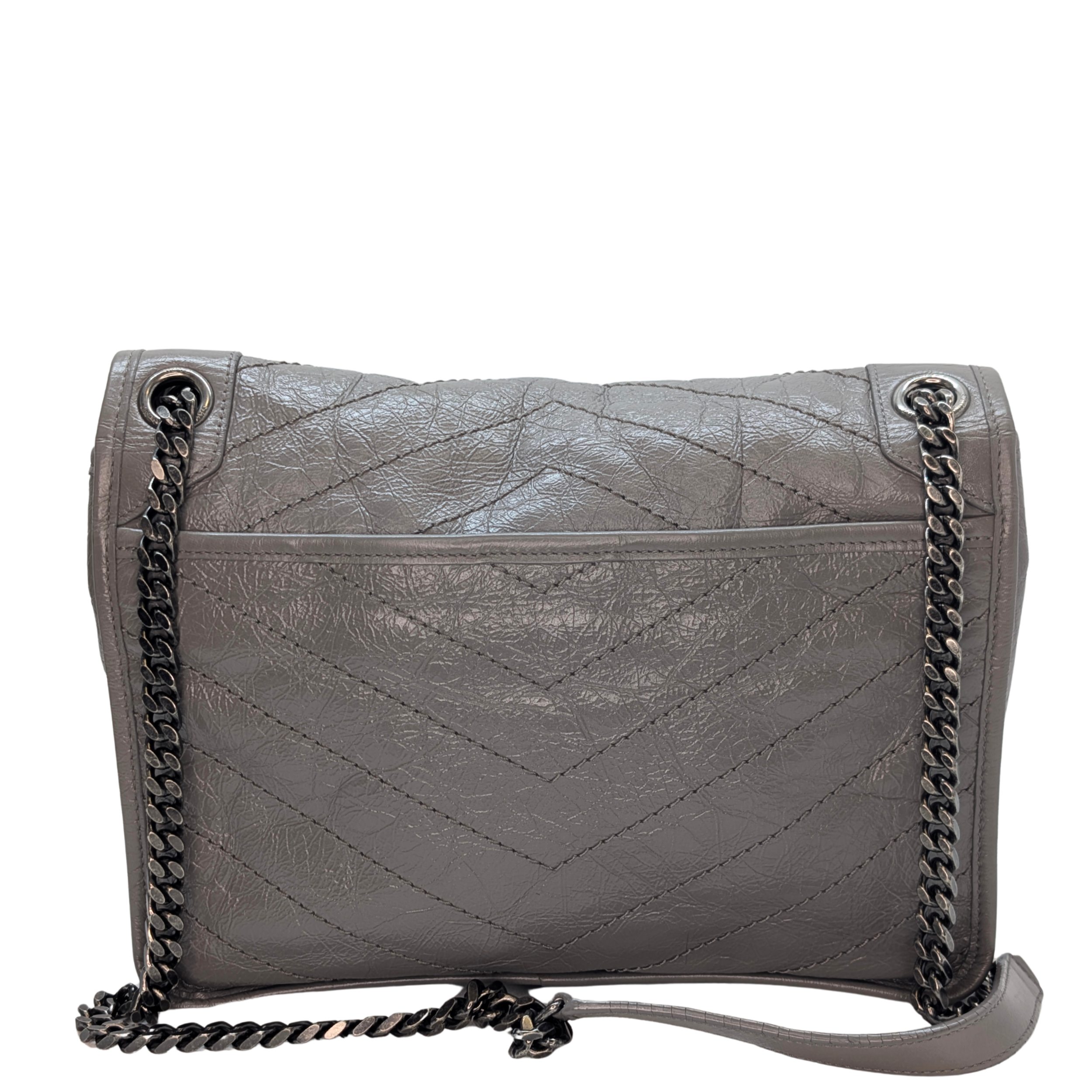 Saint Laurent Crinkled Calfskin Matelasse Monogram Medium Niki Bag