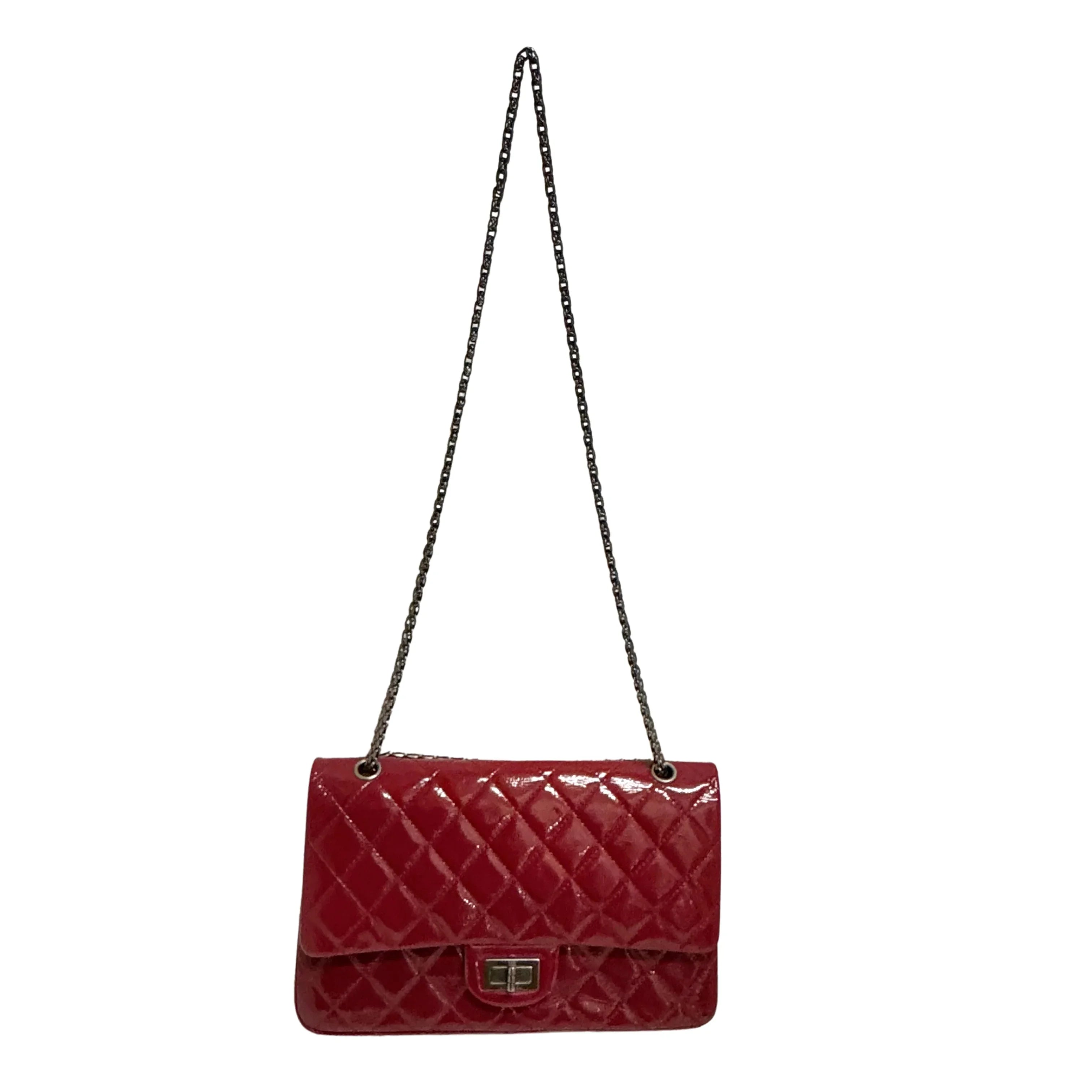 Chanel Flap Patent Calfskin Quilted 2.55 Reissue 227 Deep Red - Lost Designer