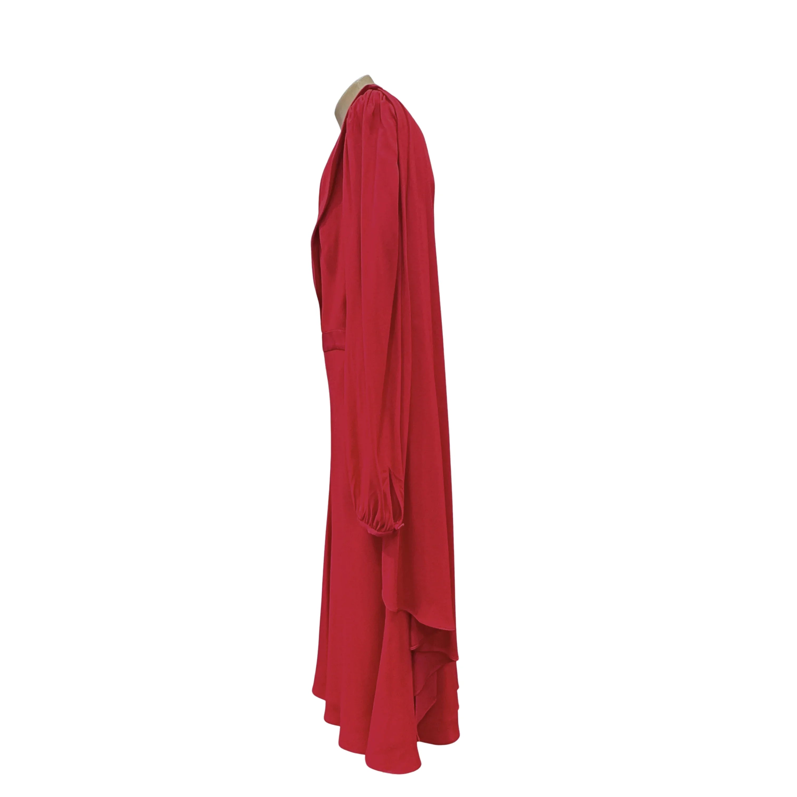 Alexander McQueen Draped Long Sleeve Knee-Length Dress Red 44 - Lost Designer