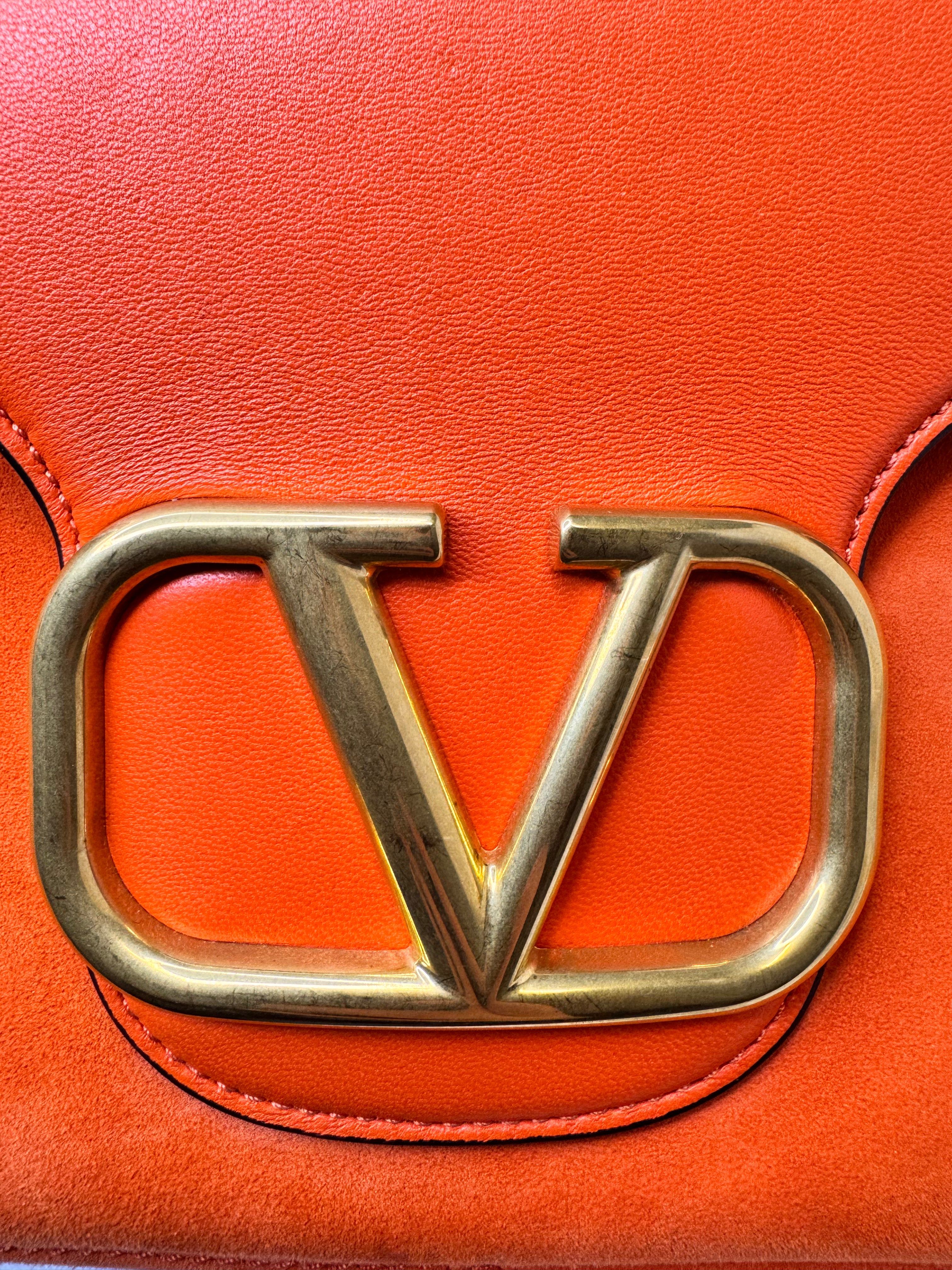Valentino Garavani Stud Sign Shoulder Bag – Orange Nappa Leather - Lost Designer