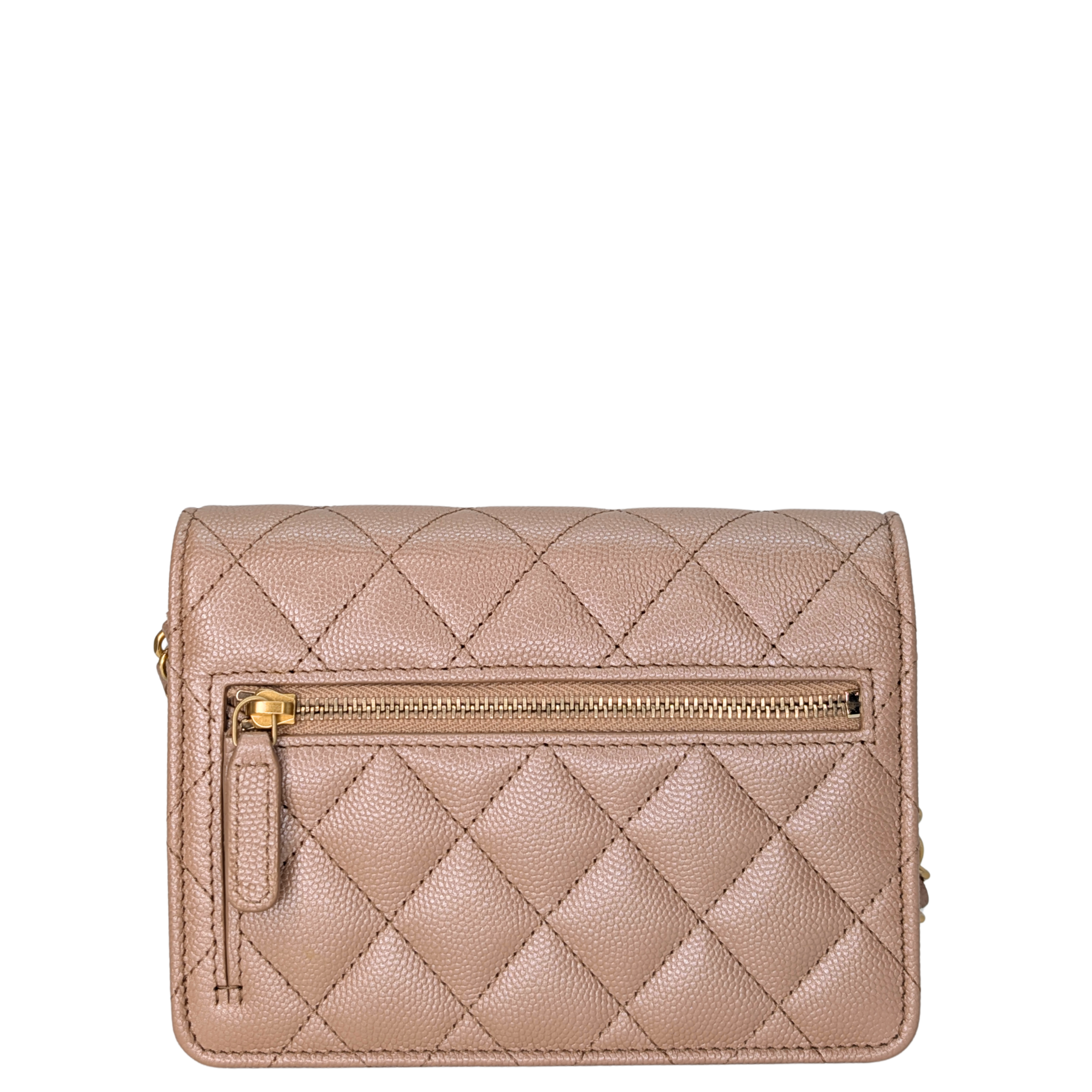 Chanel Clutch on Chain Bag Metallic Beige