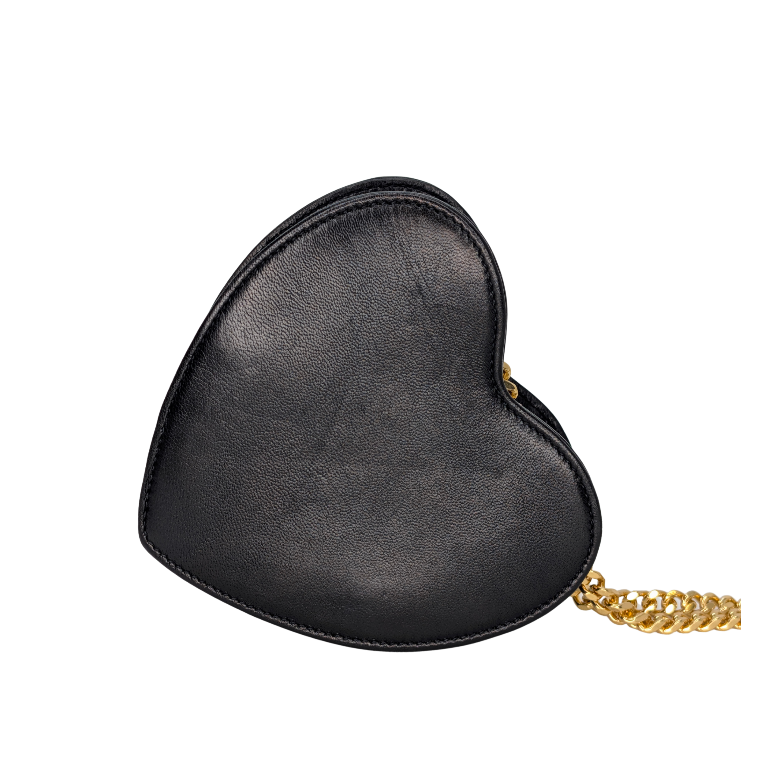 Saint Laurent Mini Love Heart Leather Crossbody Bag Black