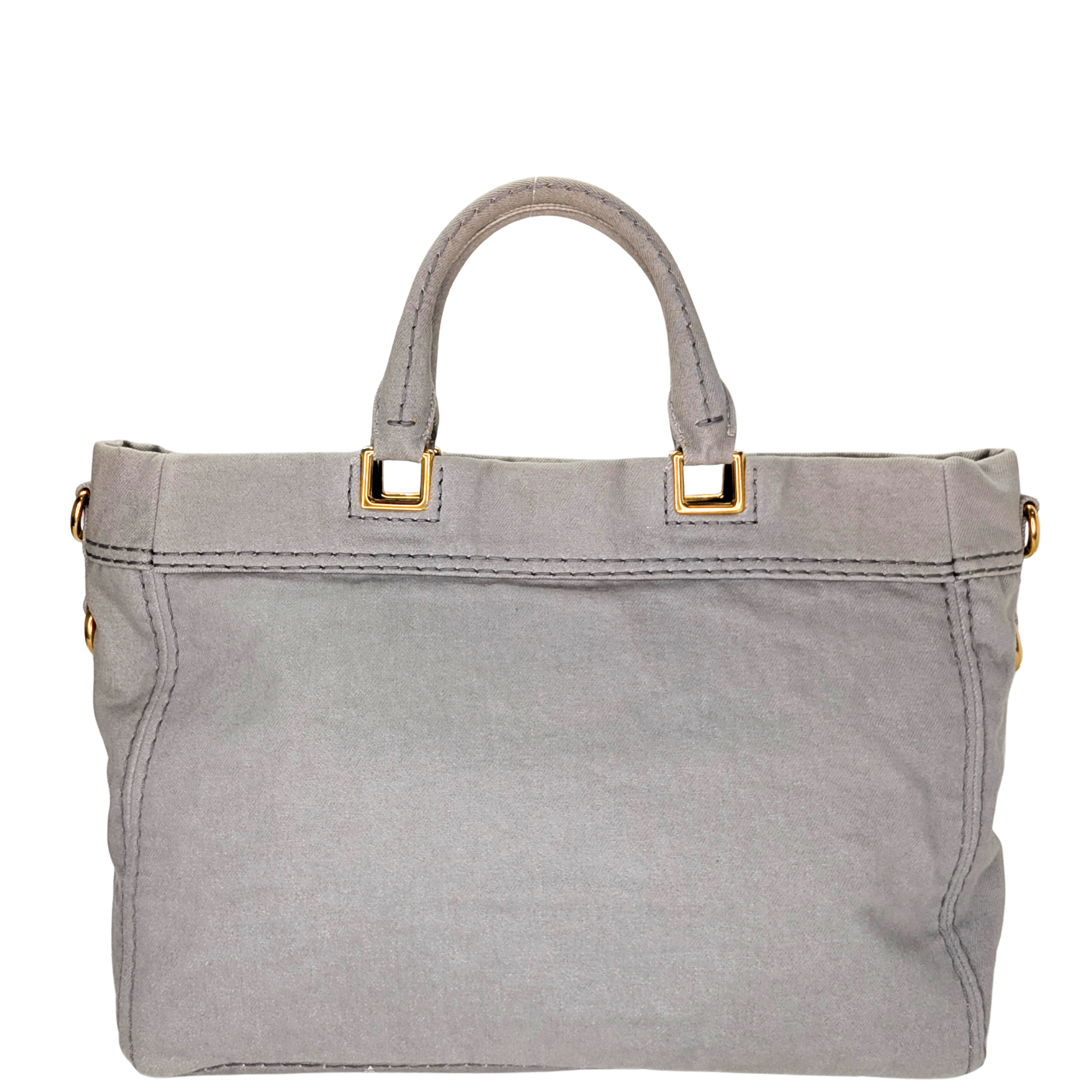 Prada Canvas Canapa Logo Tote Grey