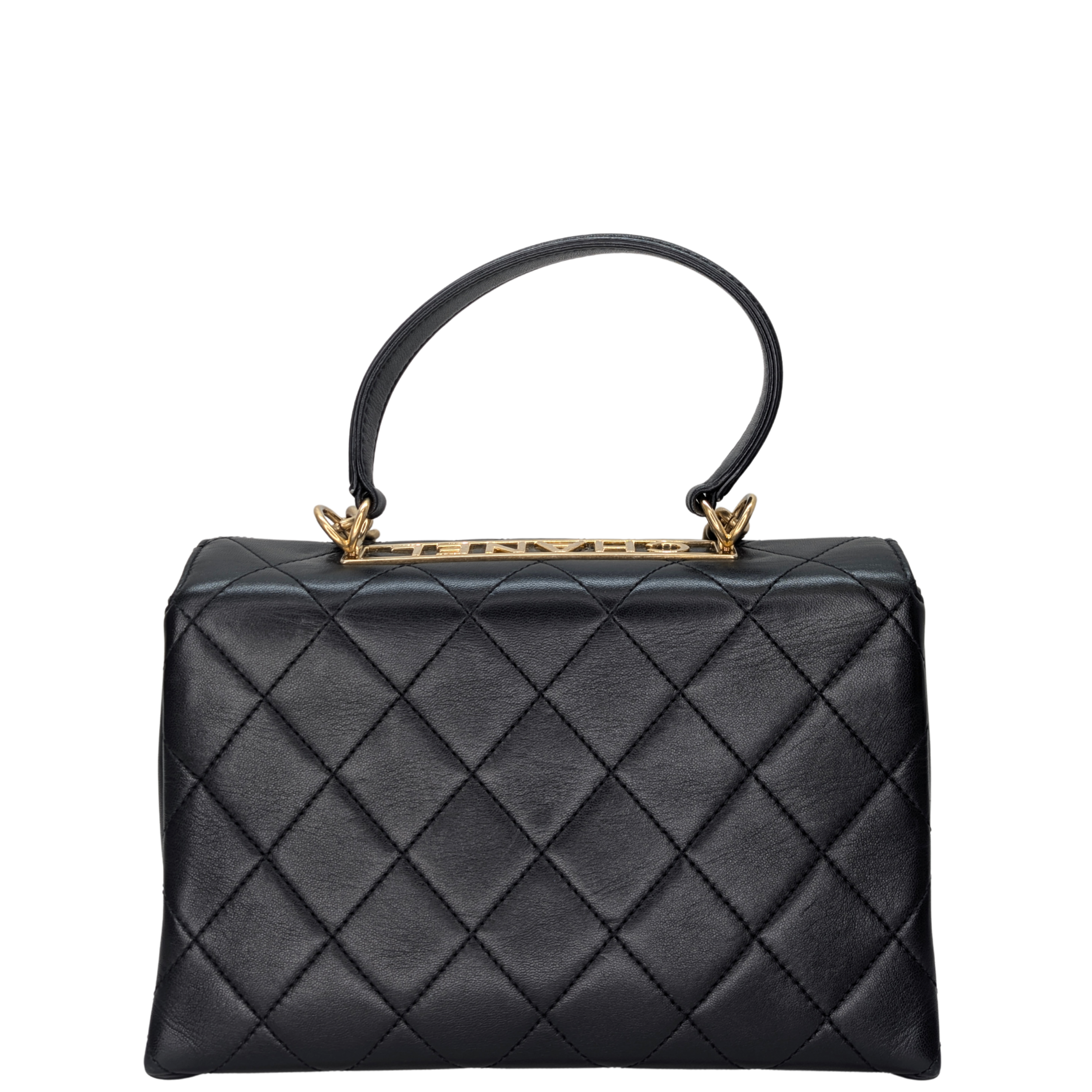Chanel Small Trendy Spirit Top Handle Flap Bag Lambskin Black