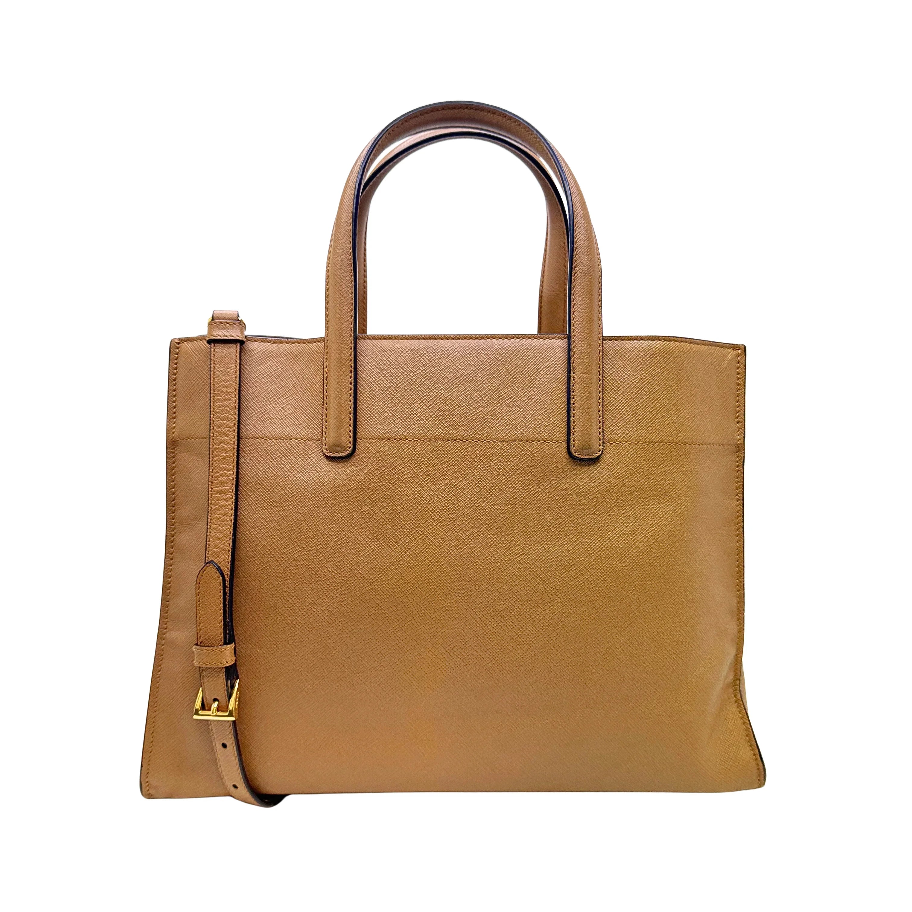 Prada Saffiano Handbag Leather Brown - Lost Designer