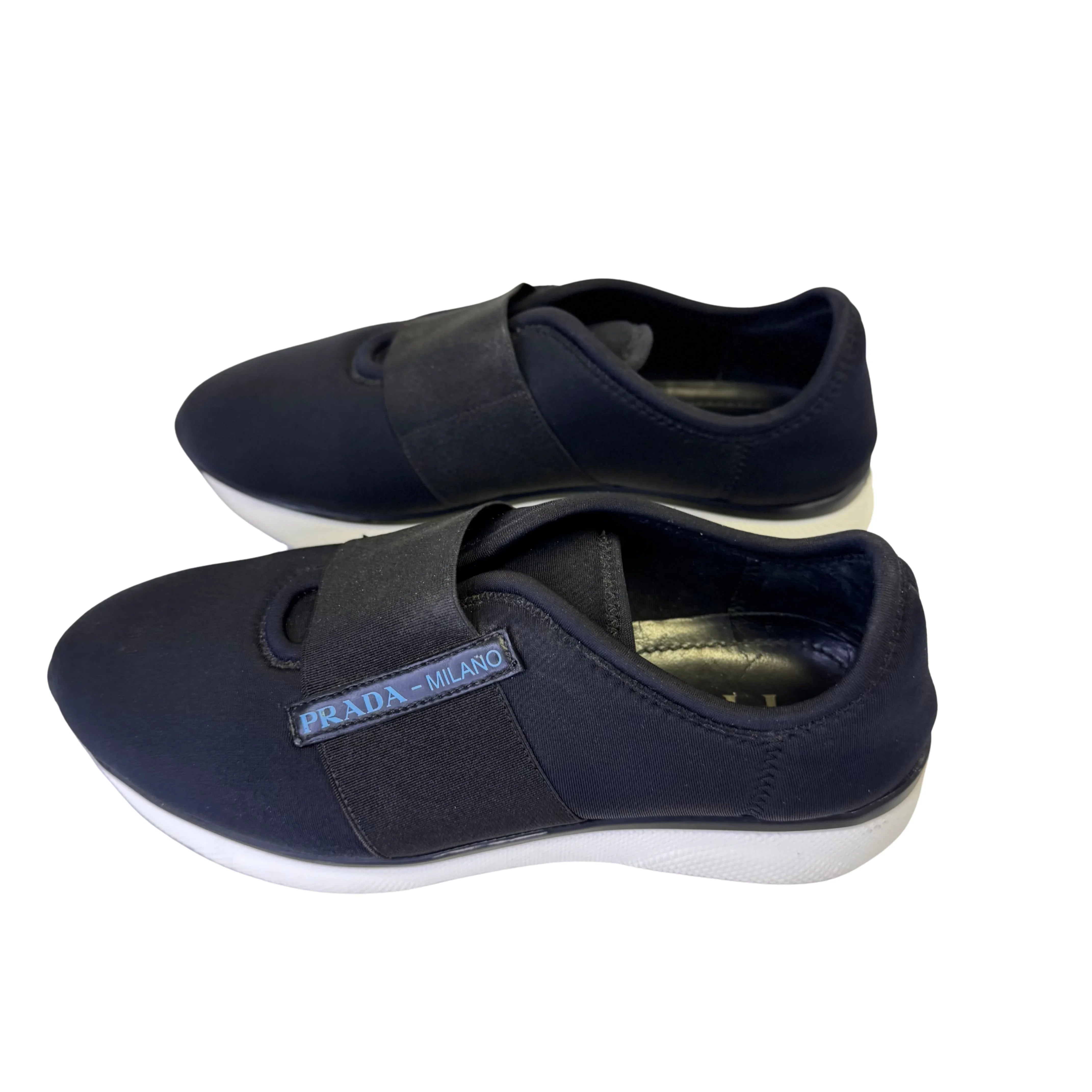Prada Black x Navy Neoprene Sneakers size 36 - Lost Designer