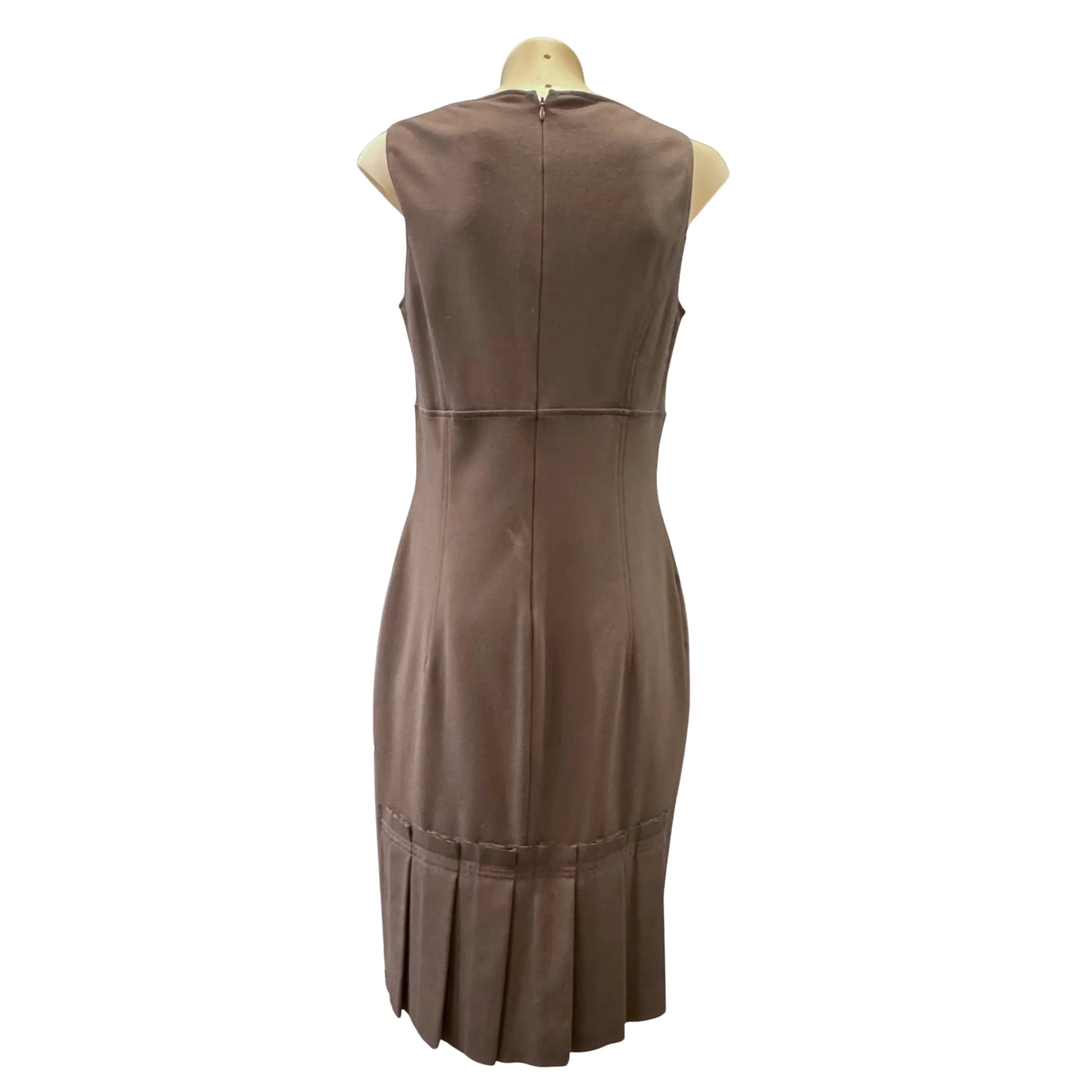 Roberto Cavalli Brown Sleeveless Square Neck Midi Dress Size 44 - Lost Designer