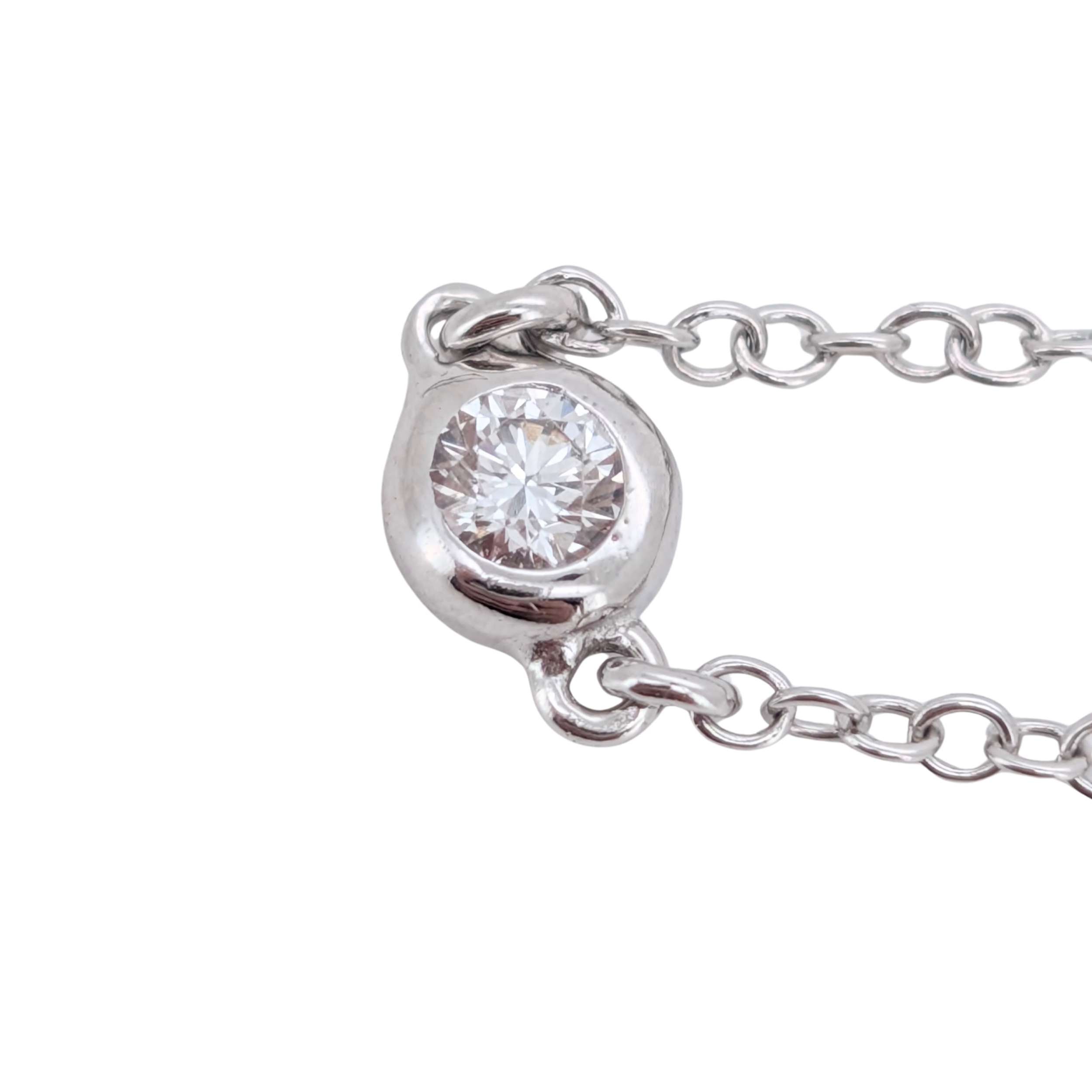 0.05Ct Natural Round Brilliant Diamond Bezel Set Chain Ring In 18K White Gold