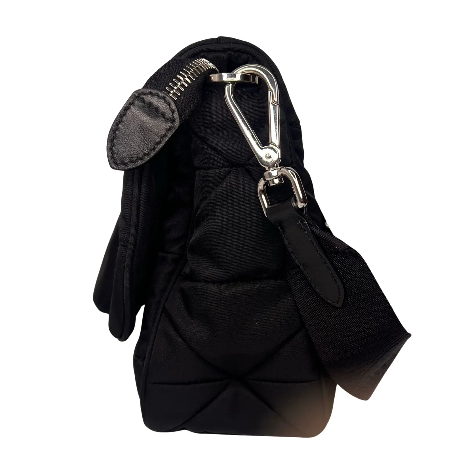 Prada Quilted Re-Nylon Crossbody Bag with Detachable Pouch Black - Lost Designer