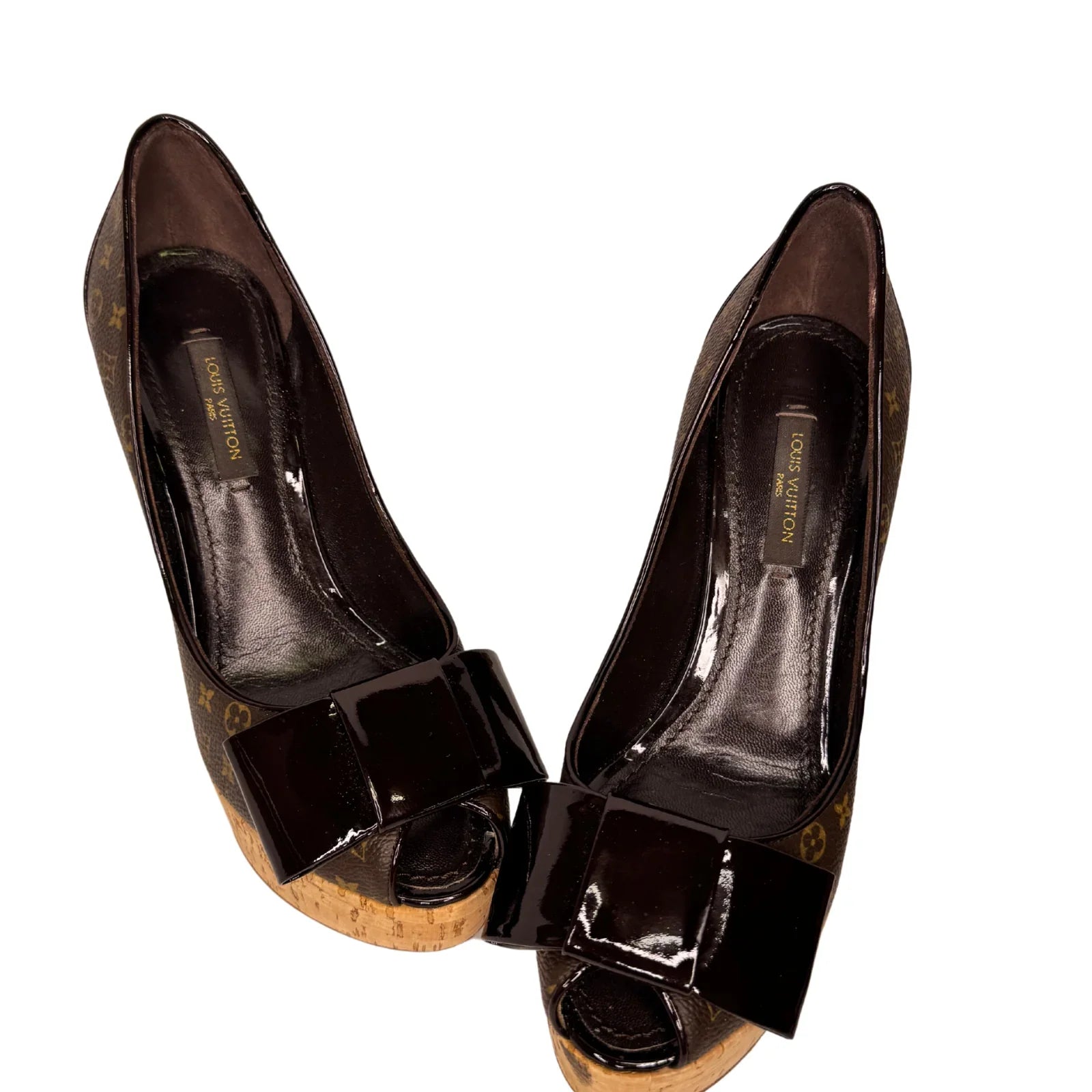 Louis Vuitton Monogram Cork Rivoli Platform Heels – Size 35 - Lost Designer
