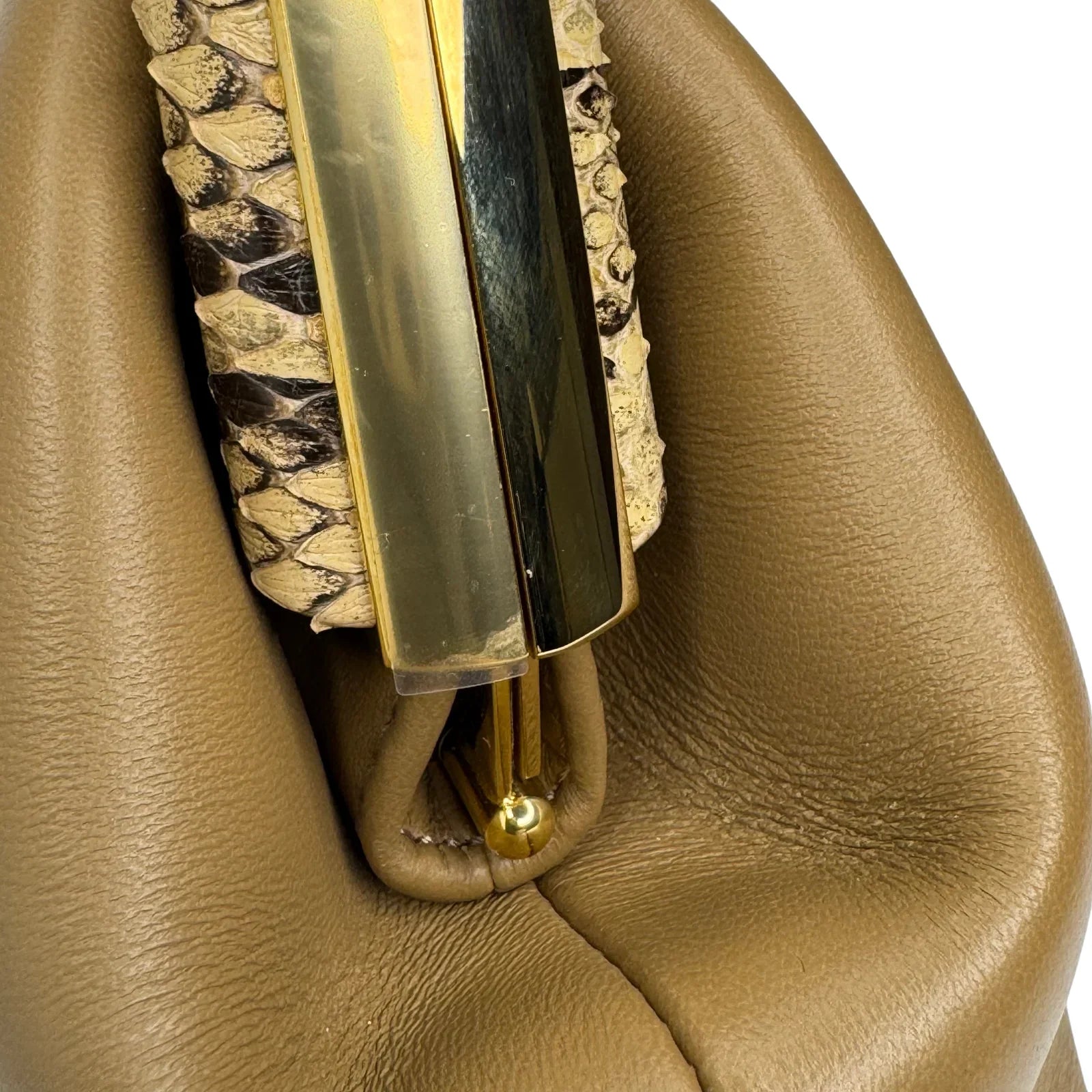 Fendi First Small Shiny Nappa Beige Snakeskin Lambskin Crossbody Bag - Lost Designer