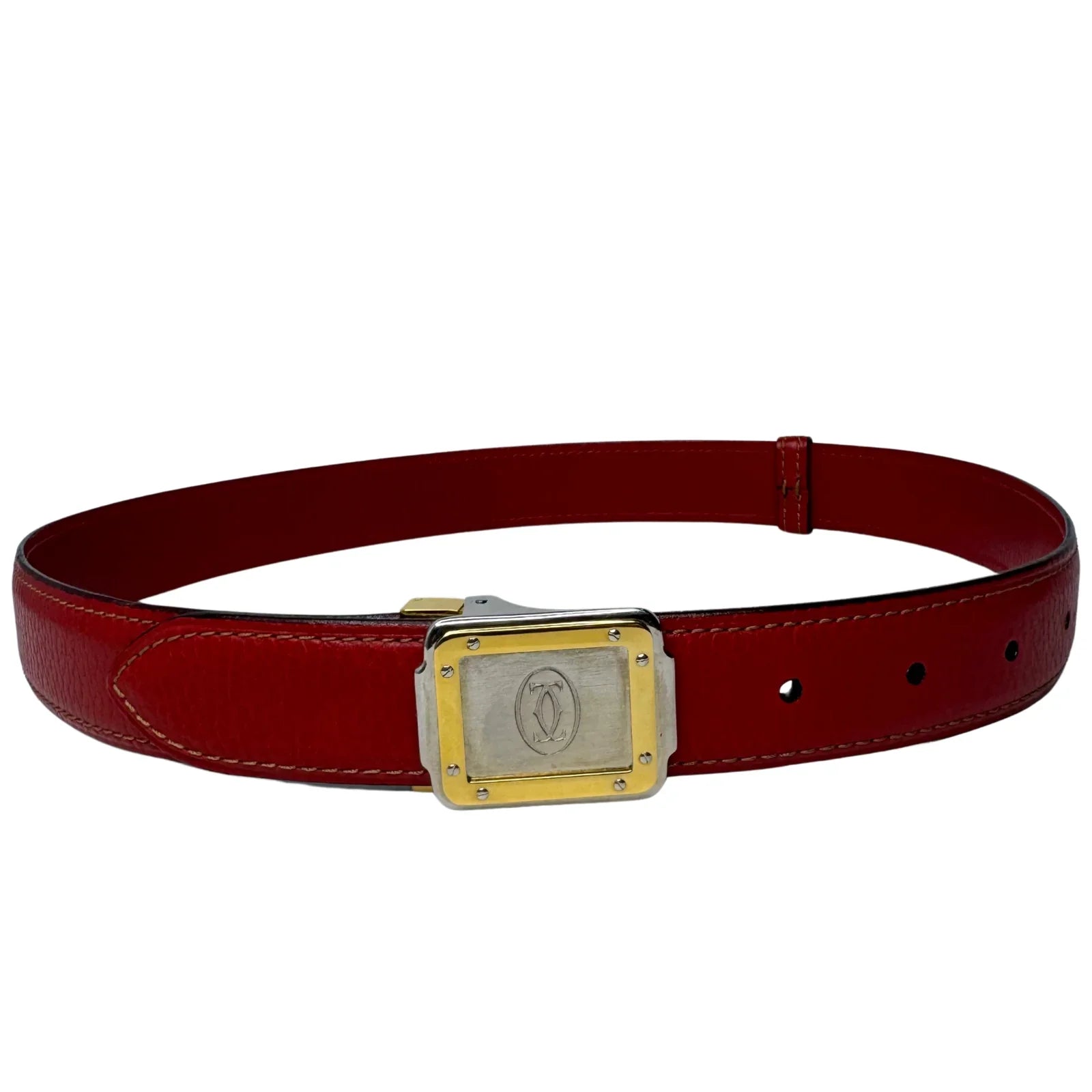 Cartier Must de Cartier Santos Belt in Red Leather - Lost Designer