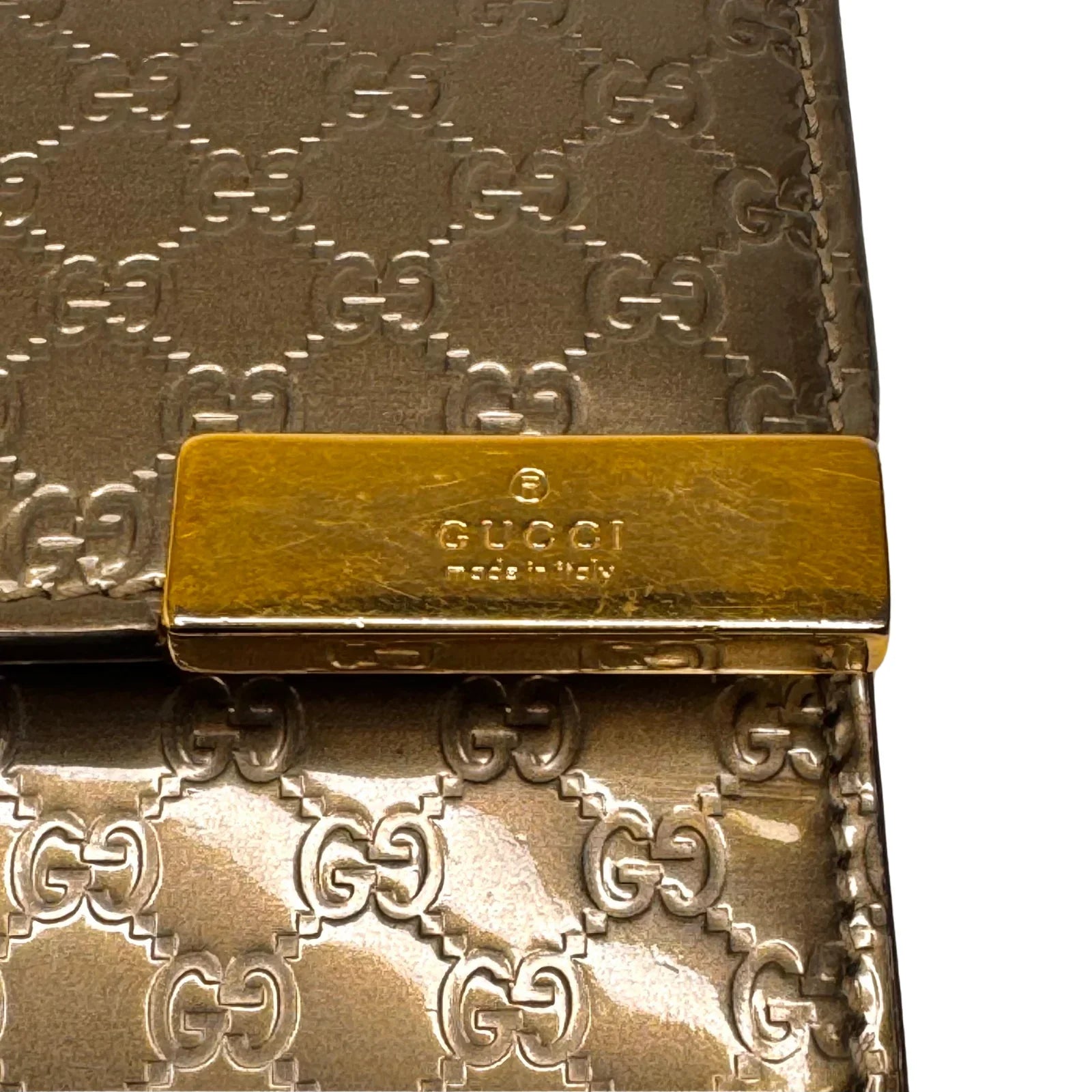 Gucci Leather Wallet on Chain Metallic Silver-Bronze - Lost Designer