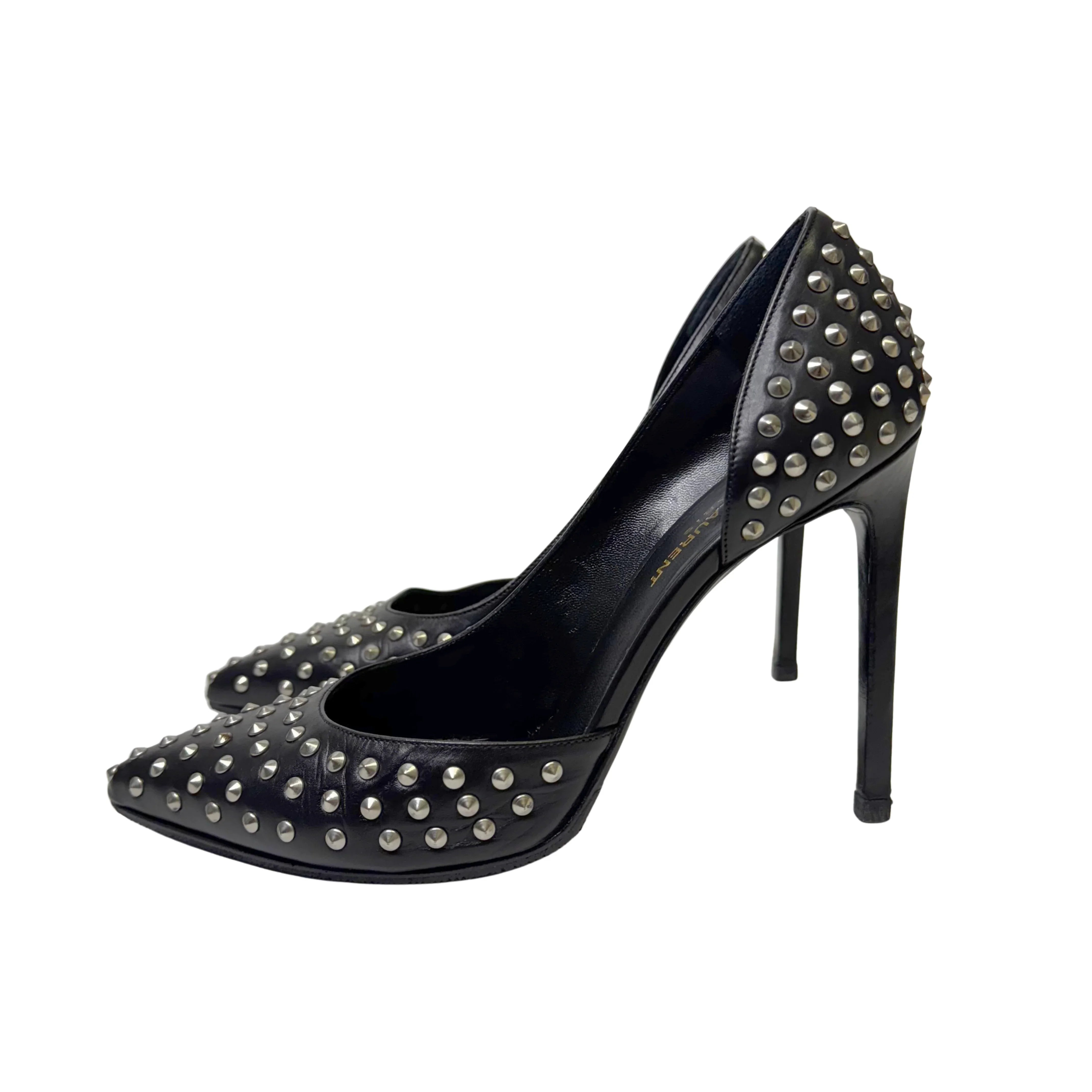 Saint Laurent Leather Printed Rock stud D'Orsay Pumps - Lost Designer