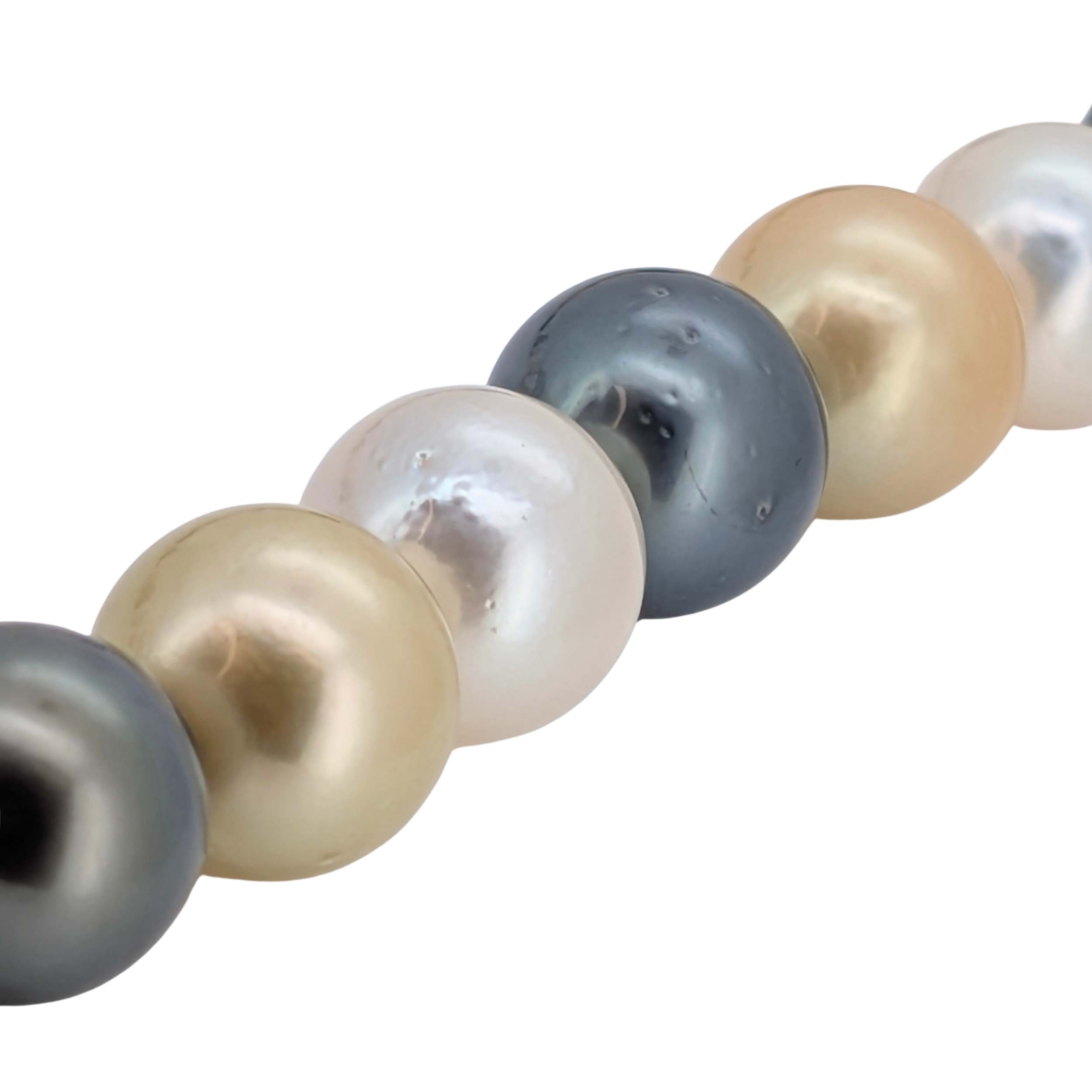 Cultured Tahitian & South Sea Pearl Necklace With Multi-Coloured Pearls