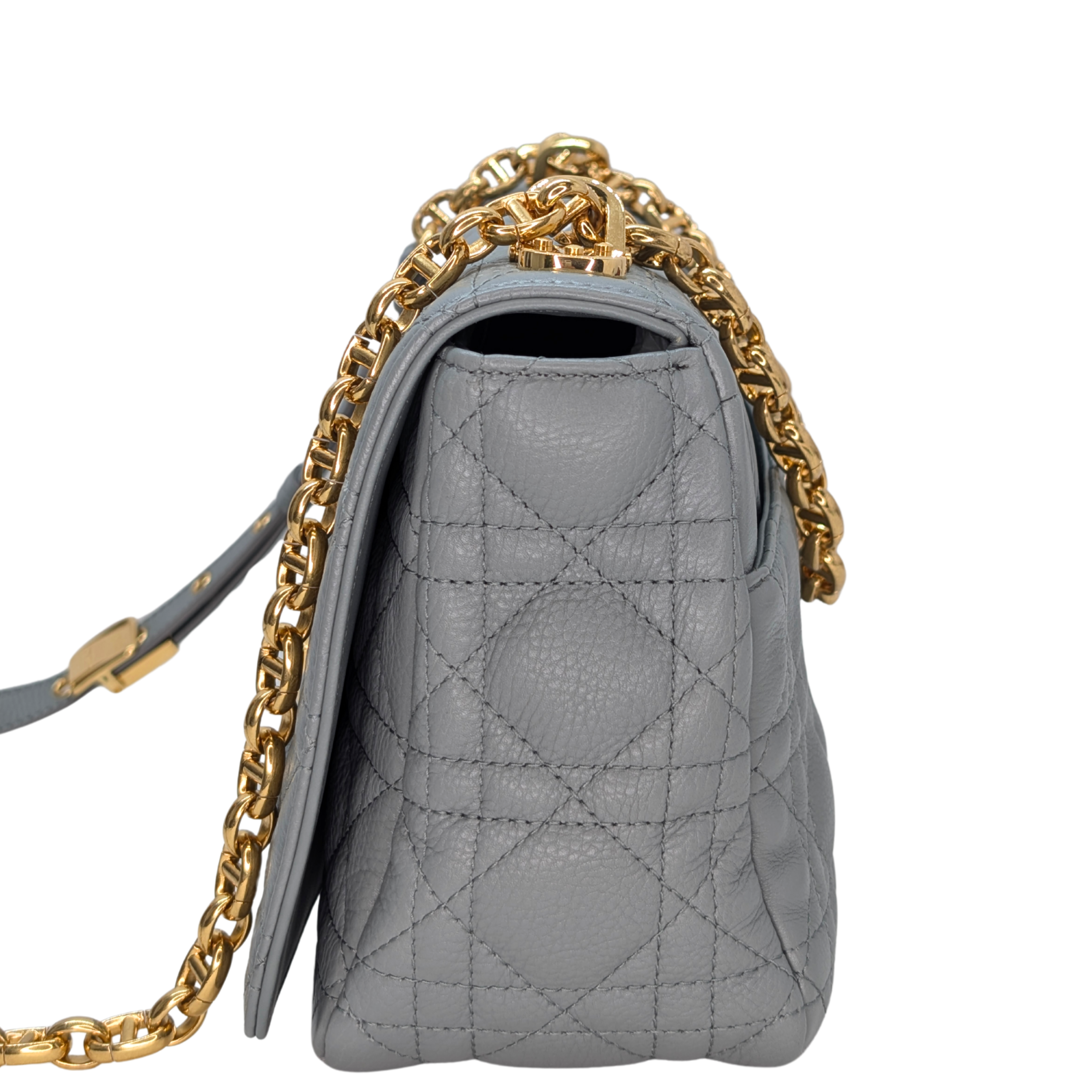 Dior Medium Caro Bag Supple Cannage Calfskin Stone Gray