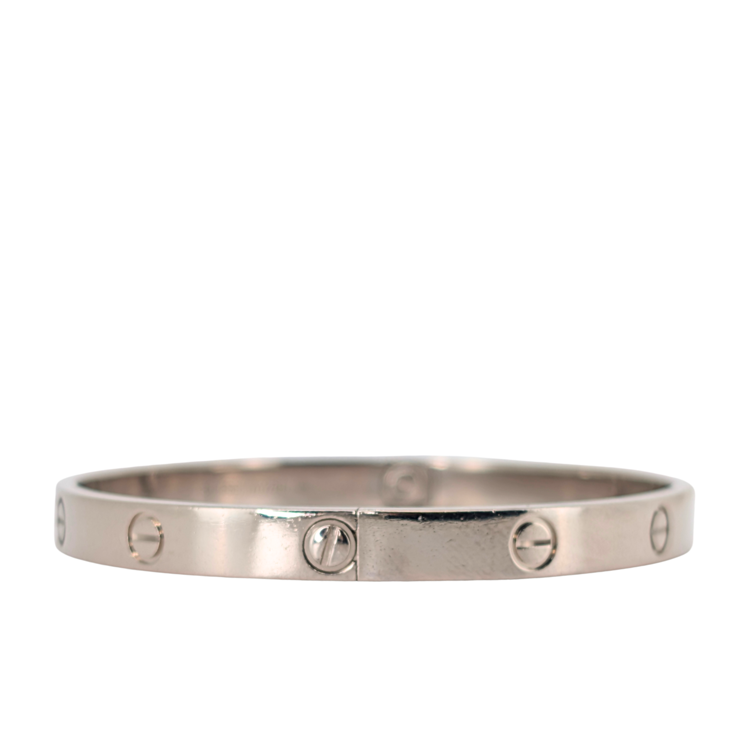 Cartier Love Bracelet Classic Model 18K White Gold Size 20