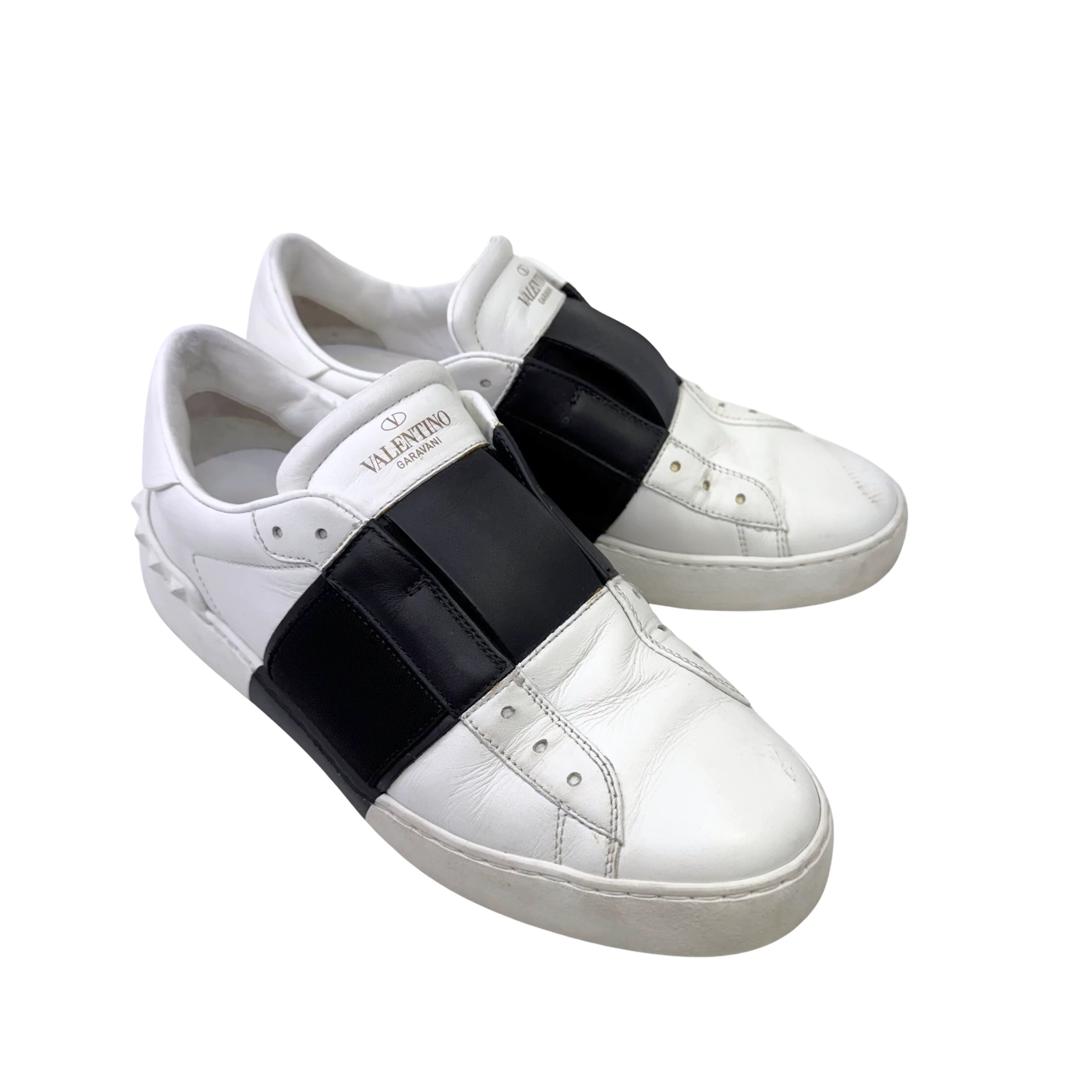 Valentino Open Slip On Sneaker White & Black Women's Size 38 - Lost Designer