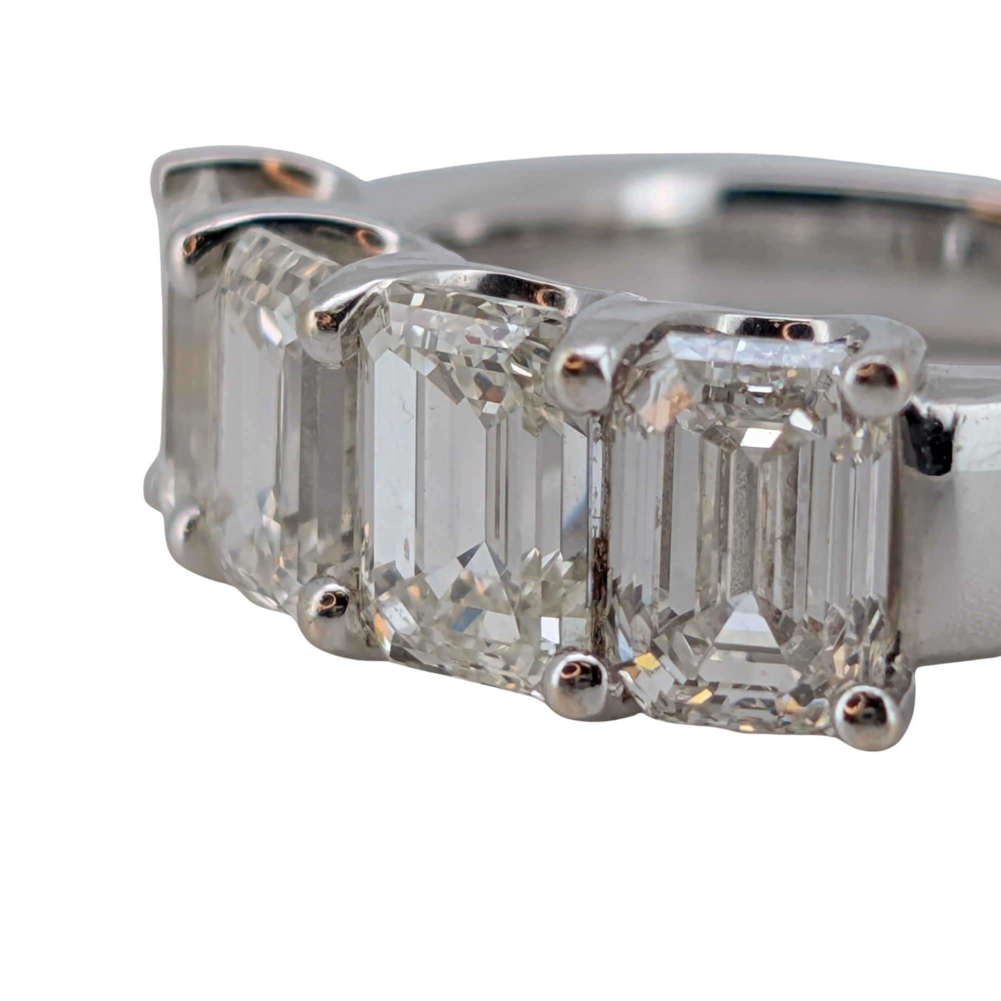 4.00Ct Natural Diamond Emerald Cut Ring In 18K White Gold