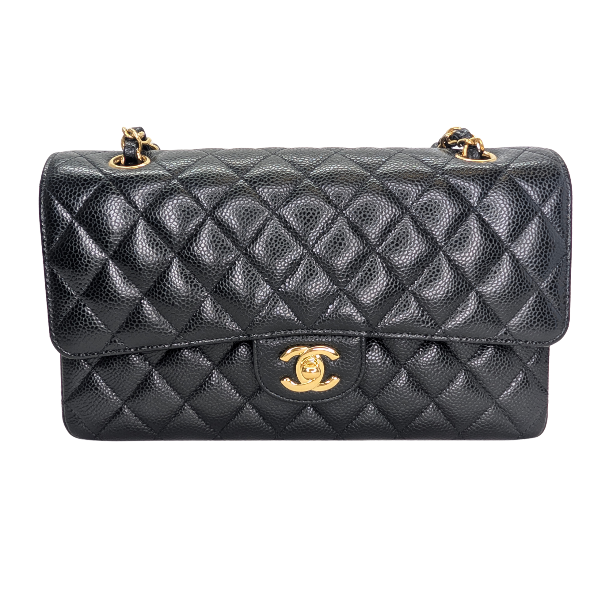 Chanel Classic Flap Bag Caviar Leather Medium Black (Microchip)