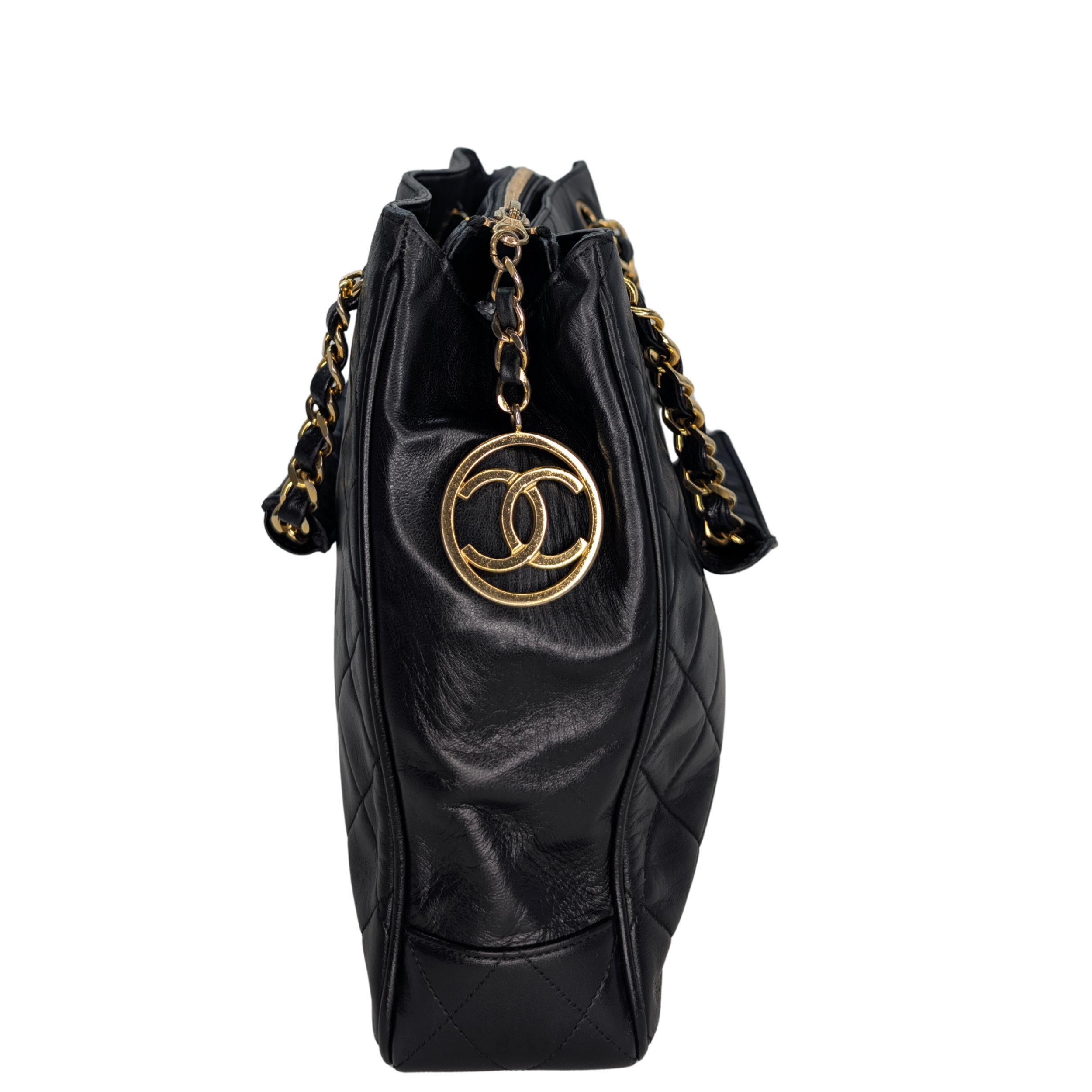 Chanel Vintage CC Metalasse Chain Tote Bag Black
