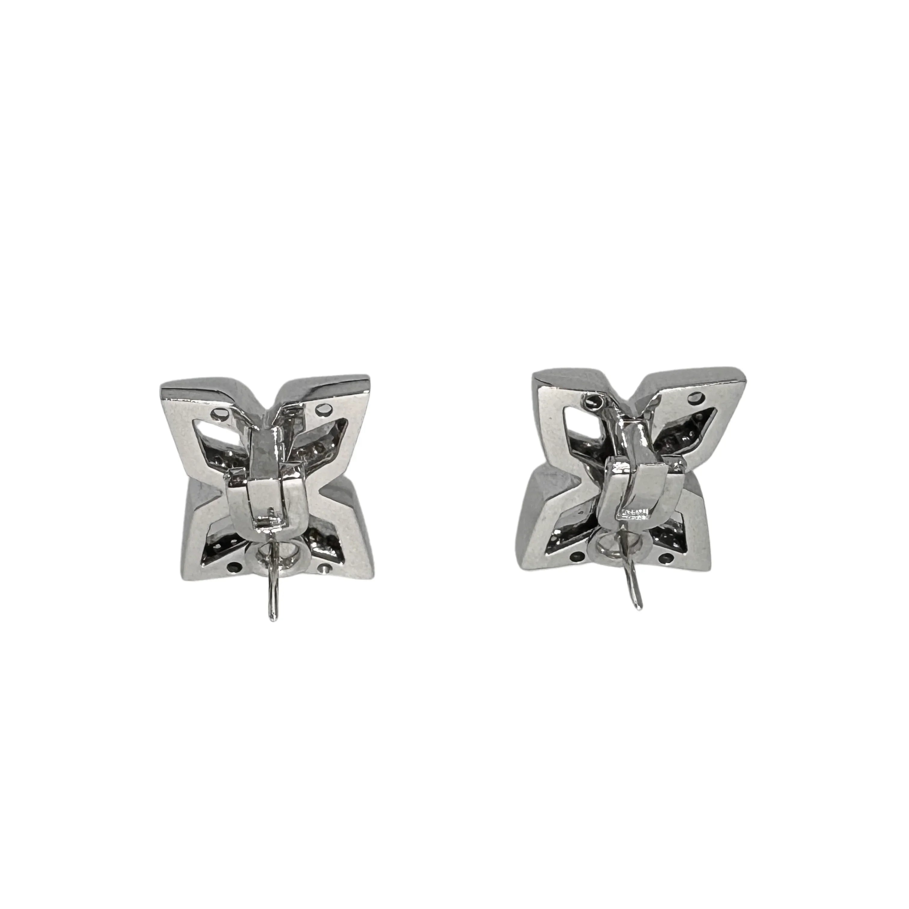 Anton Jewellery 18K White Gold Geometric Flower Diamond Stud Earrings 1.10ct - Lost Designer