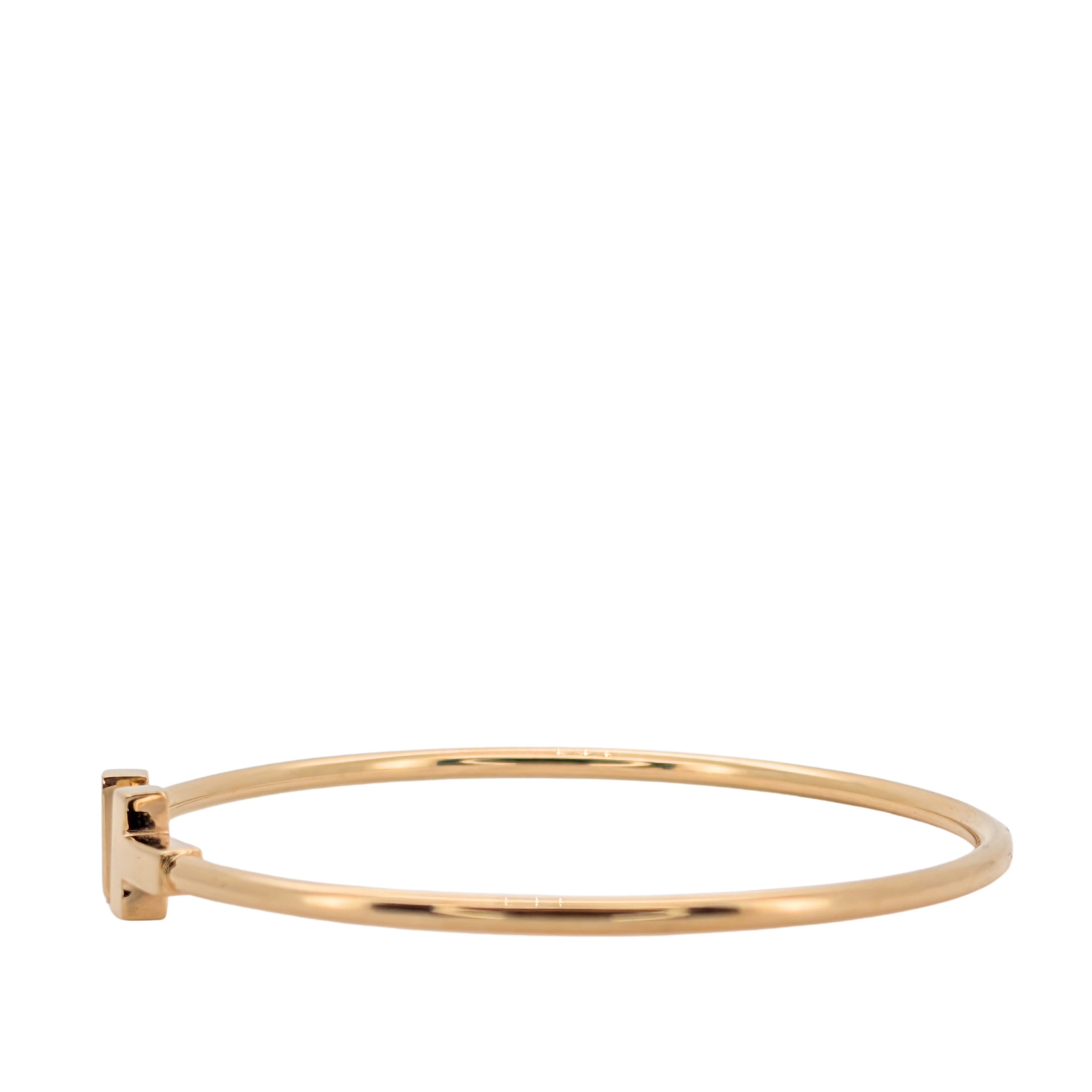 Tiffany & Co 18k Gold Narrow T Wire Bracelet Small