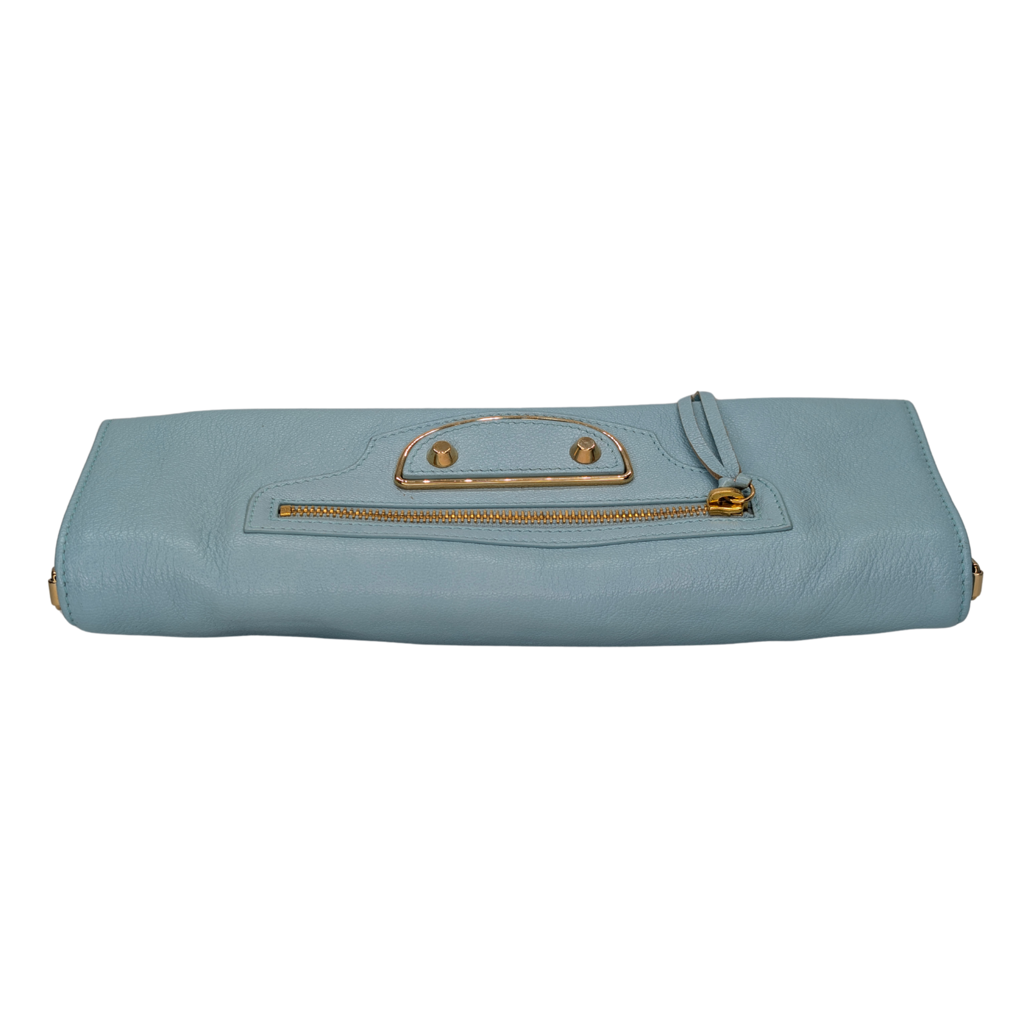 Balenciaga City Envelope Clutch Bag on chain Light Blue