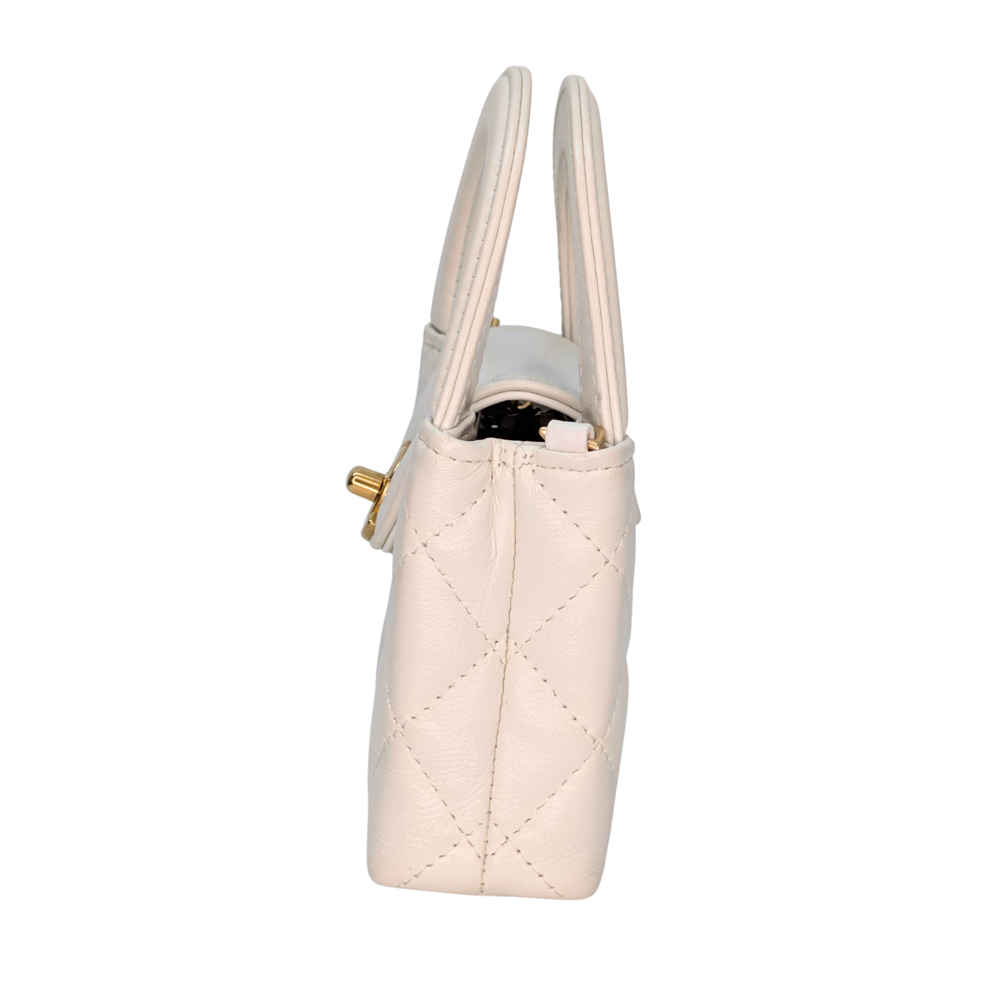 Chanel Mini Nano Kelly Shopper Tote Bag White