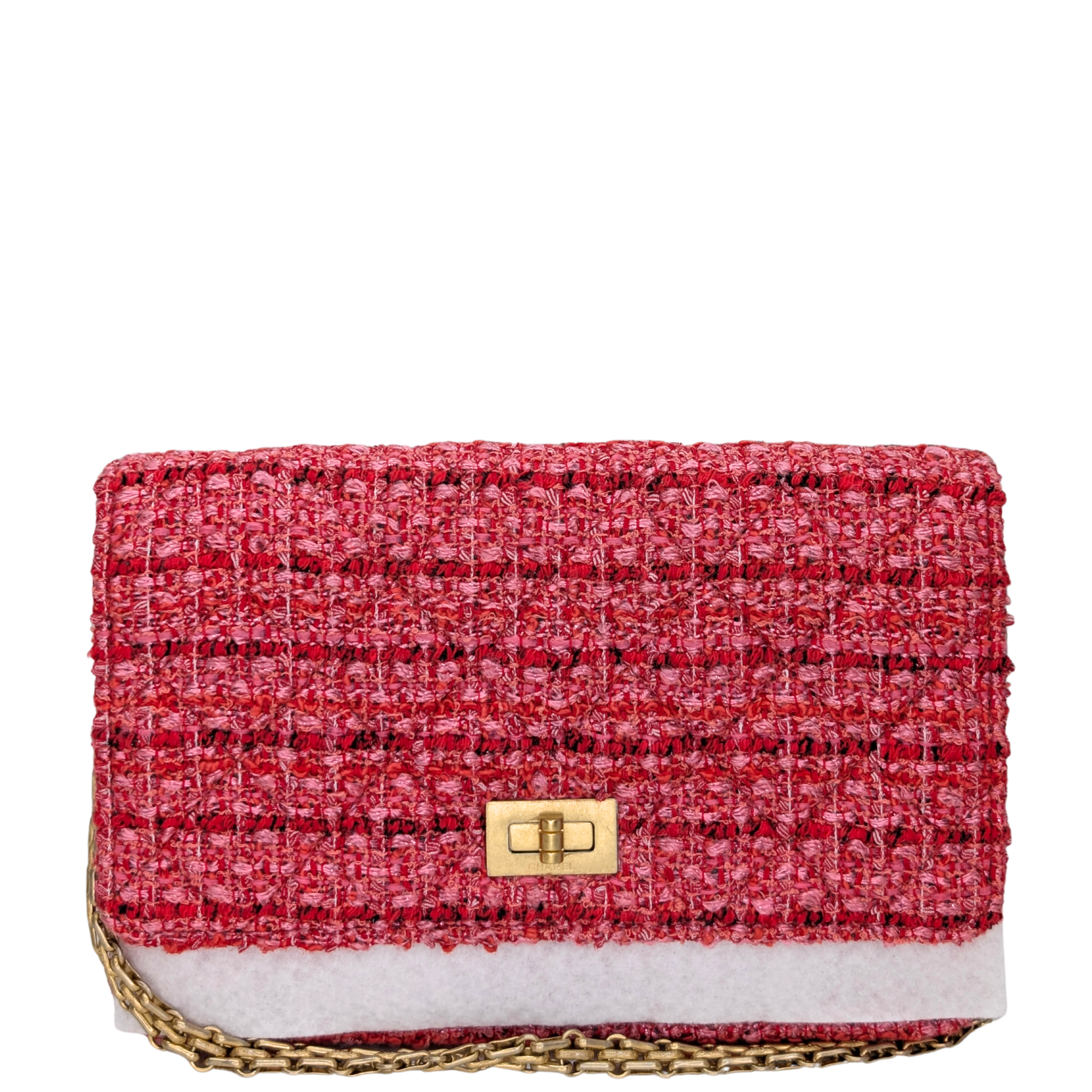 Chanel 2.55 Reissue Tweed Wallet on Chain Pink