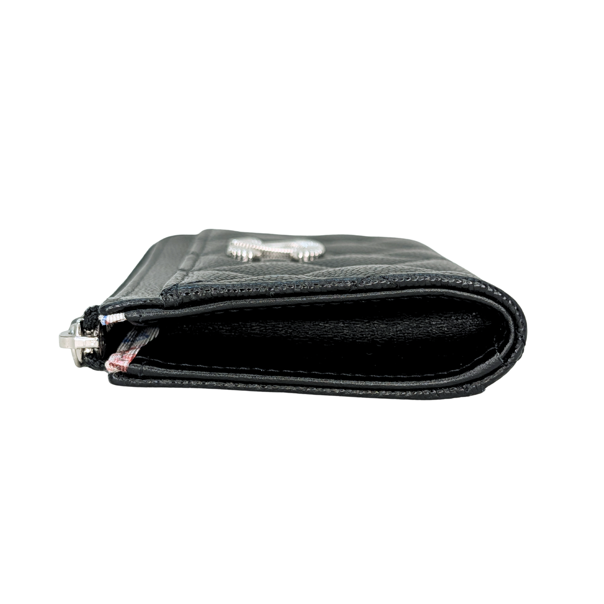 Chanel Logo Zip Around Wallet Black