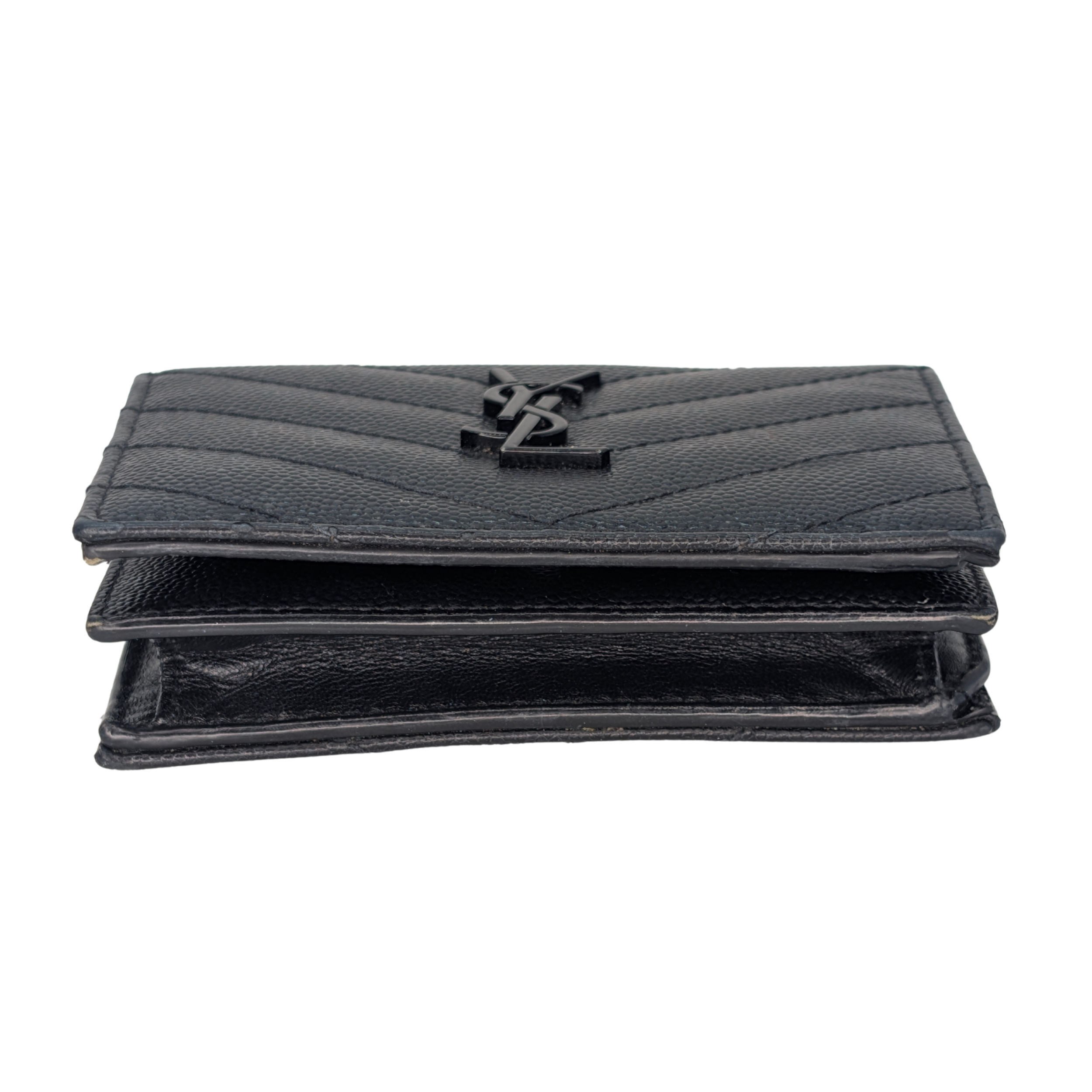 Saint Laurent Cassandre Metalasse Wallet Black