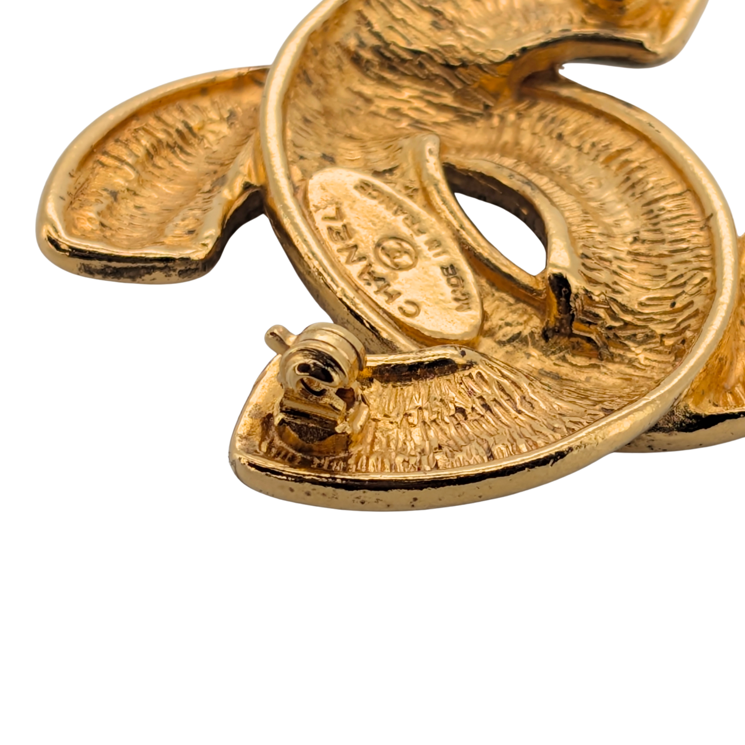 Chanel Quilted CC Brooch Pin Gold Plated