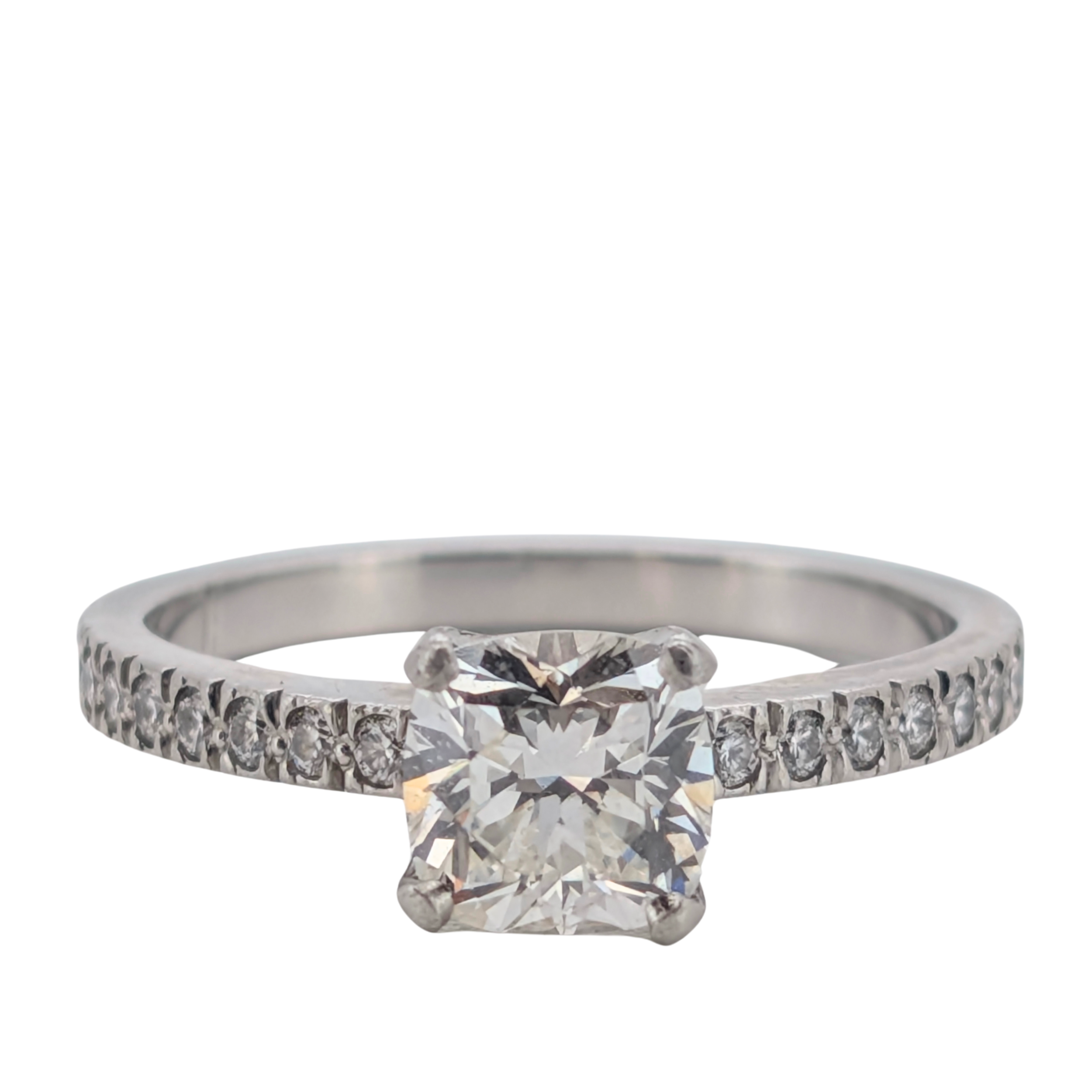 Tiffany & Co. Novo Cushion Cut Diamond Ring 1.02ct Platinum Matching Band