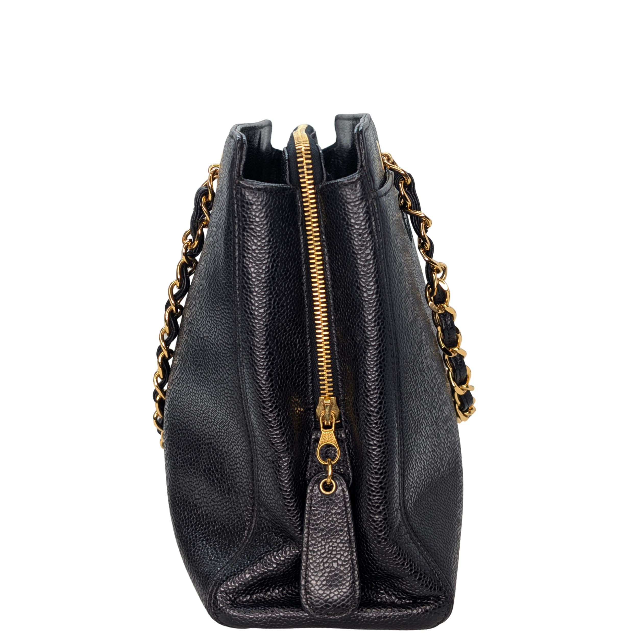 Chanel Vintage Tote Bag Caviar Leather Black