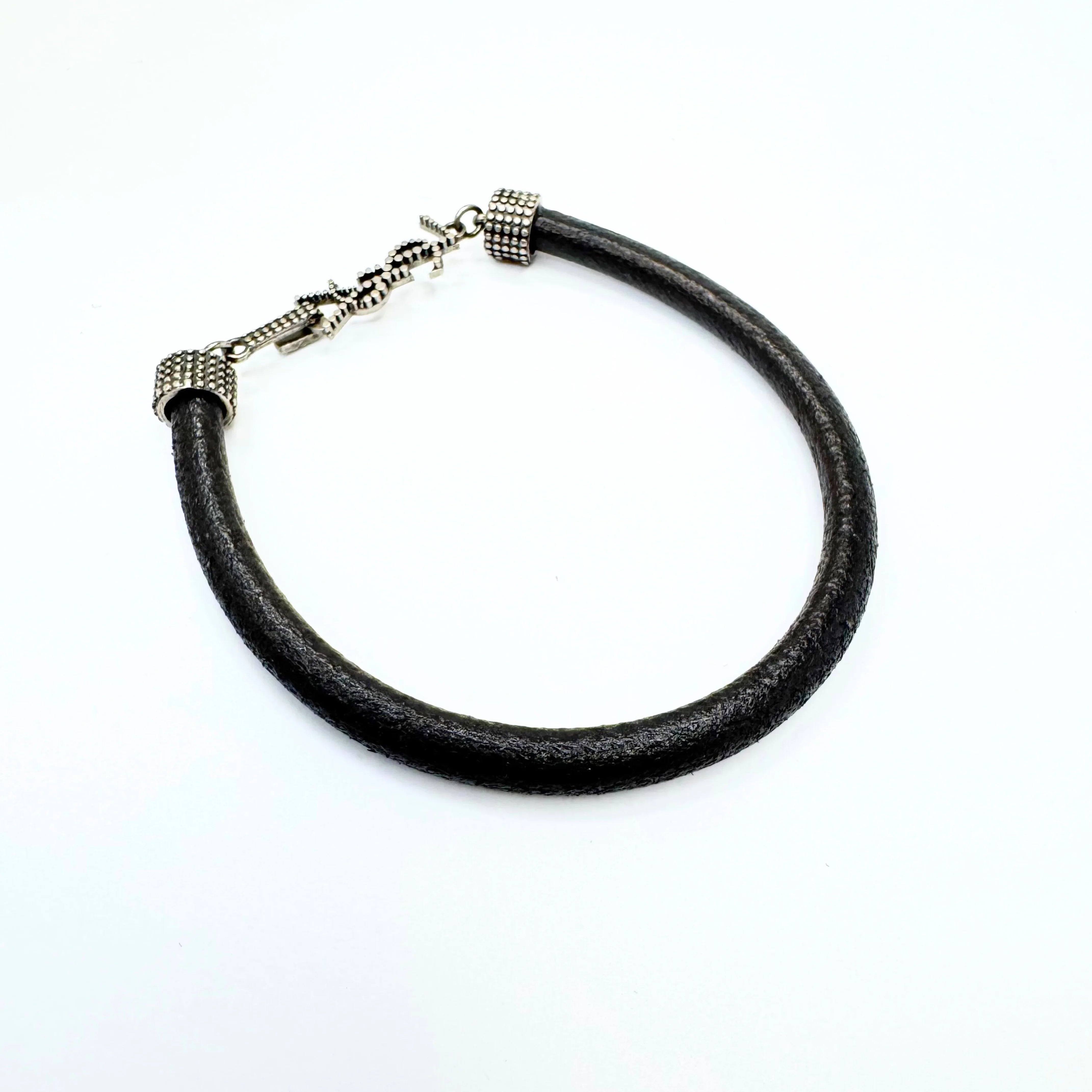 Saint Laurent Textured Leather Bracelet - Lost Designer