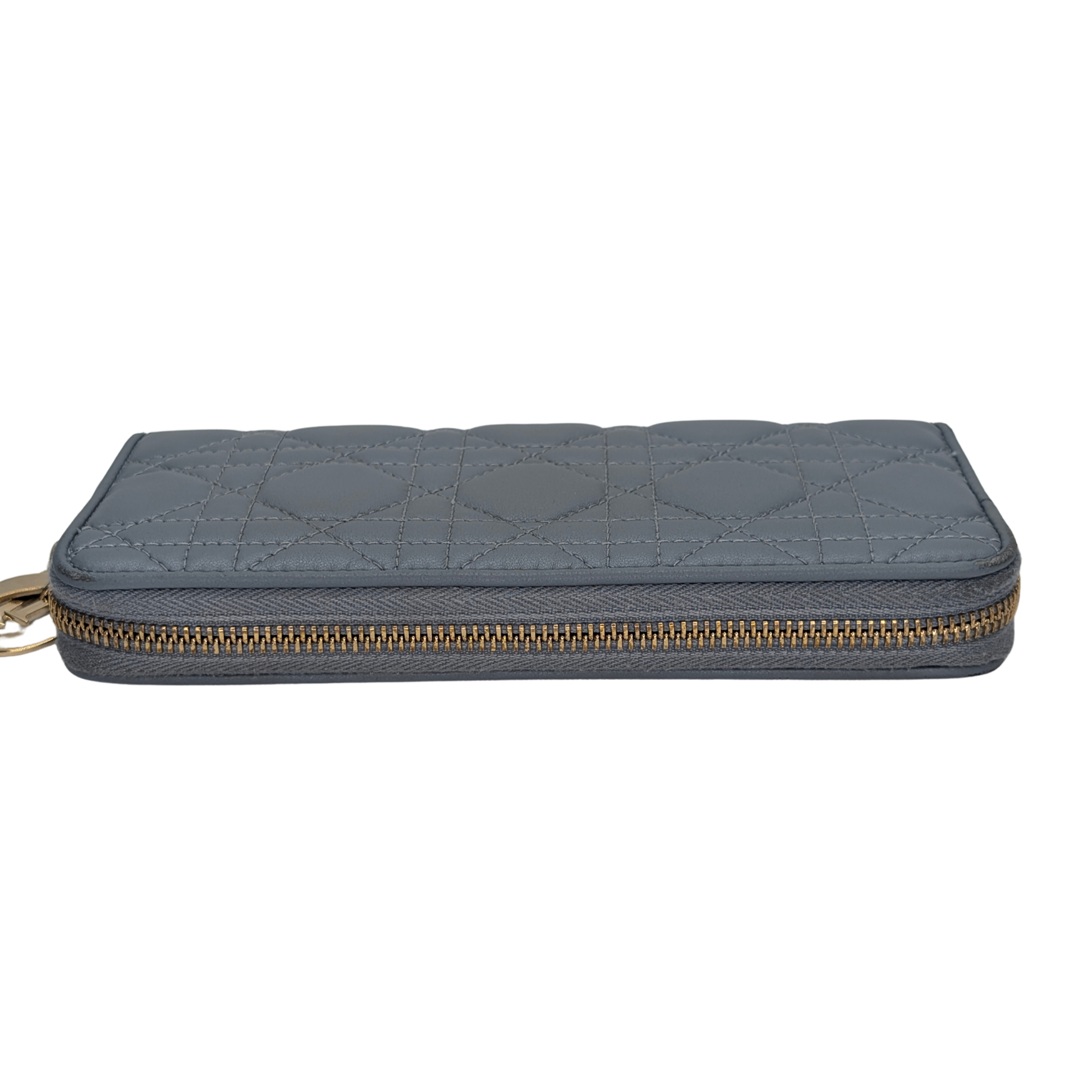 Dior Lady Voyageur Wallet In Cloud Blue Lambskin