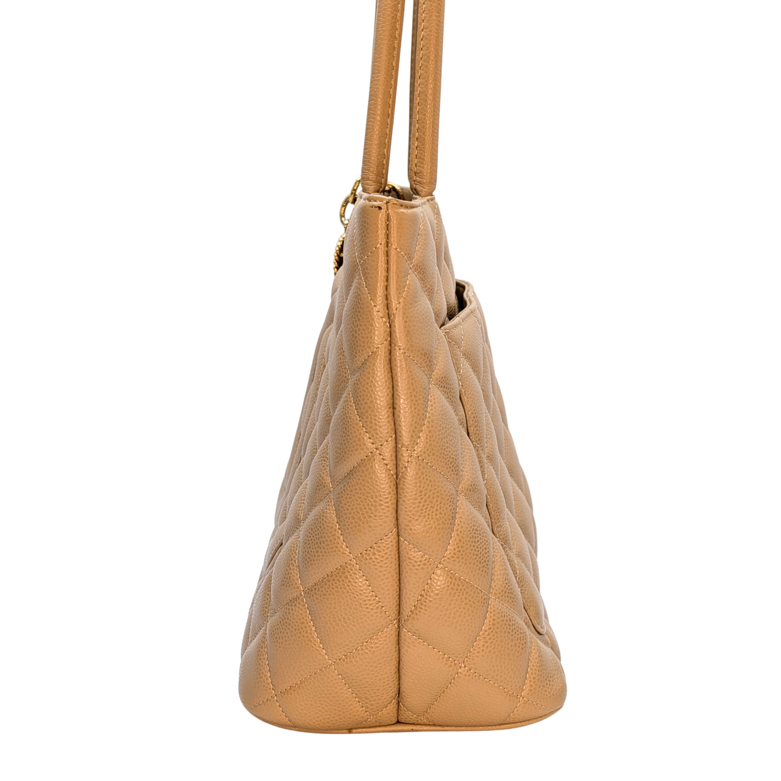 Chanel Caviar Medallion Tote Bag Beige