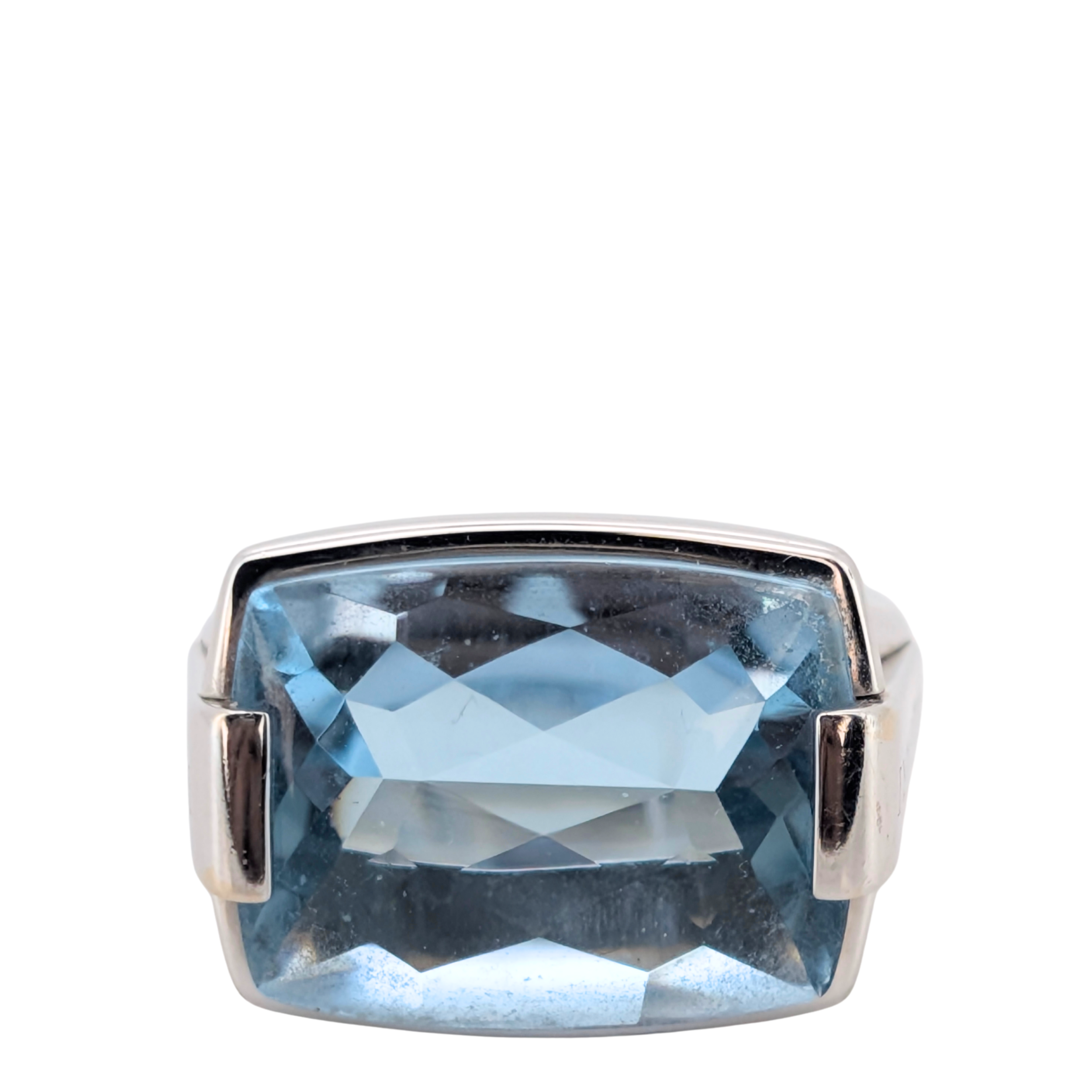 Bvlgari Metropolis Blue Topaz Ring In 18K White Gold