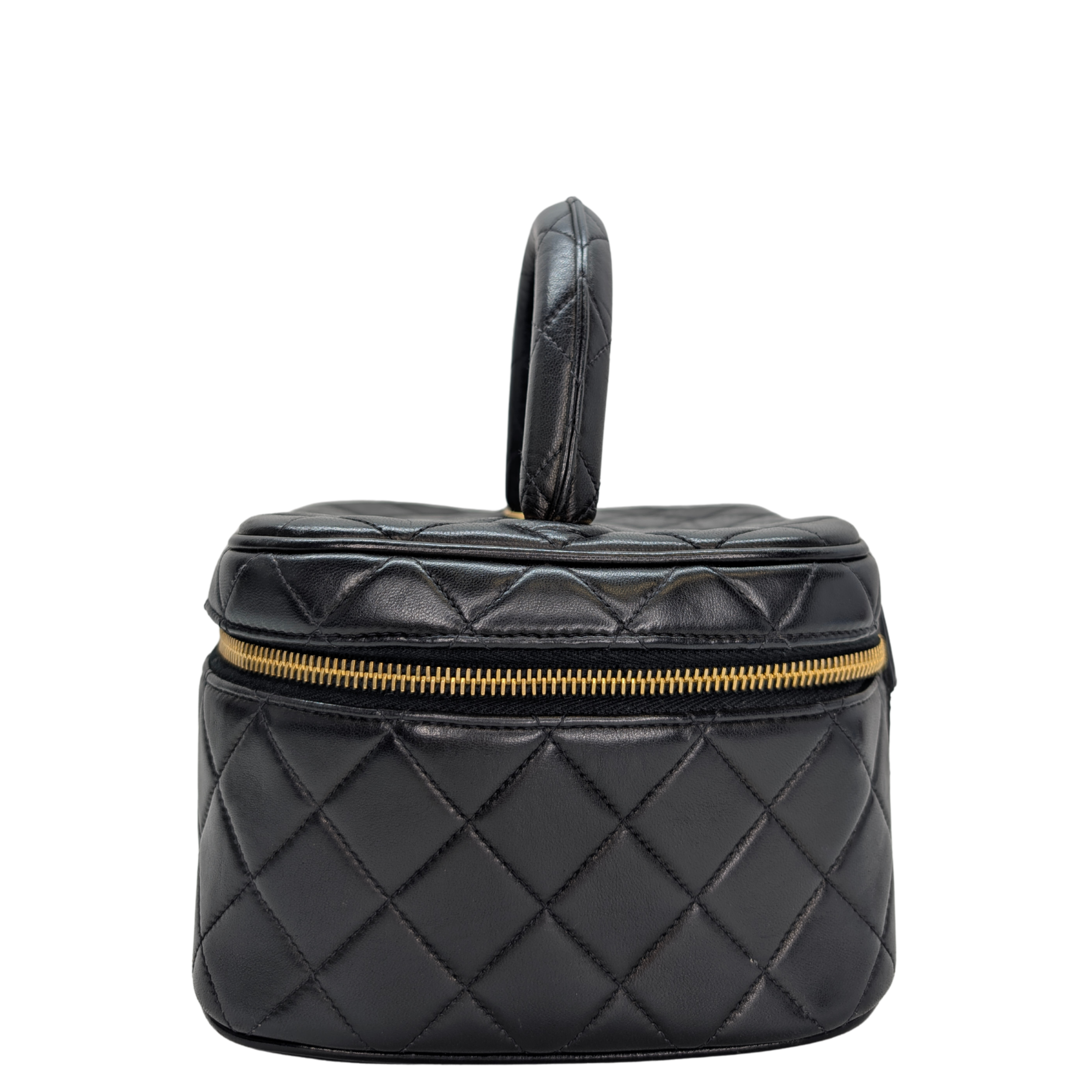 Chanel Vintage Cosmetic Makeup Vanity Case Lambskin Black