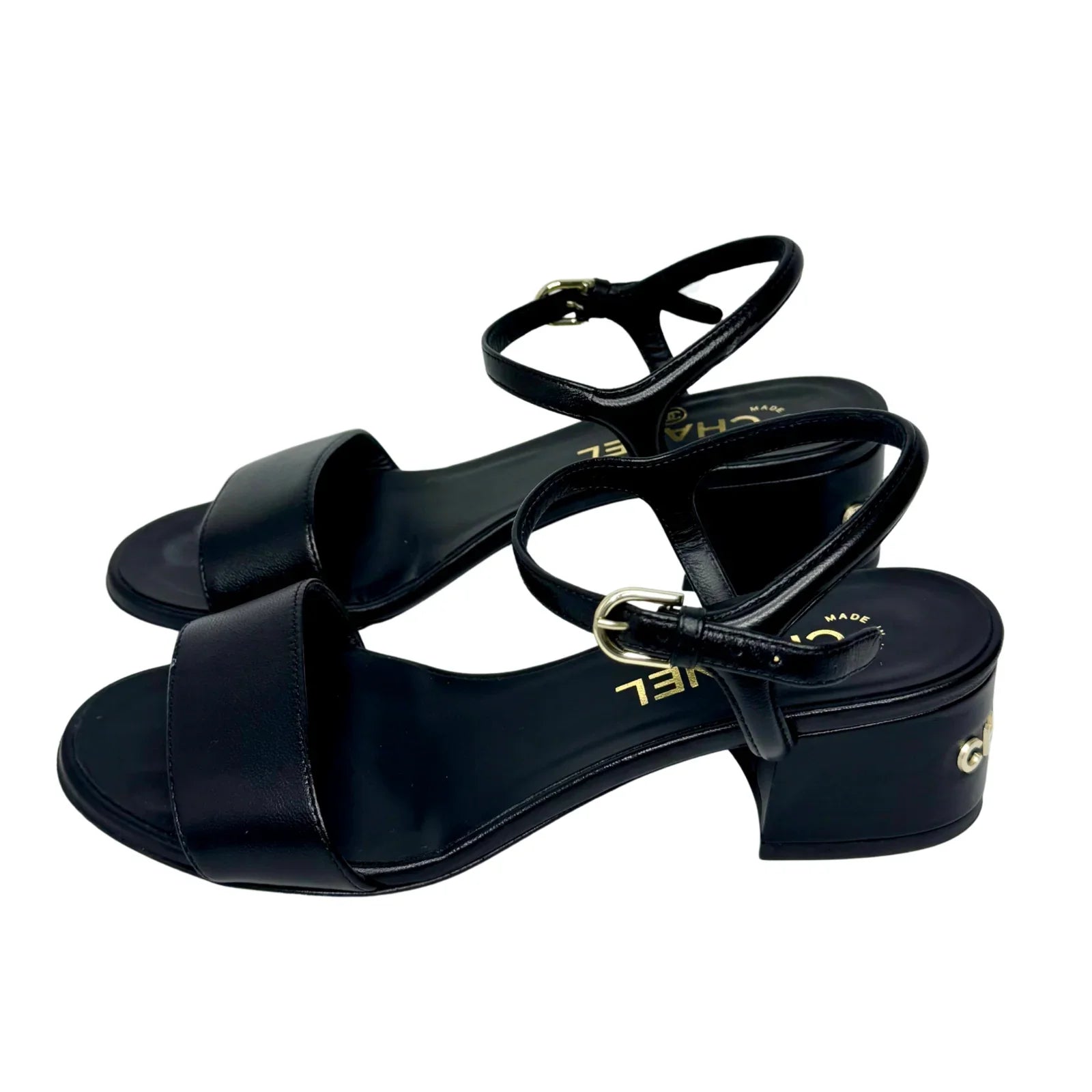 Chanel Black Lambskin Leather Classic Sandals – Size 36C - Lost Designer