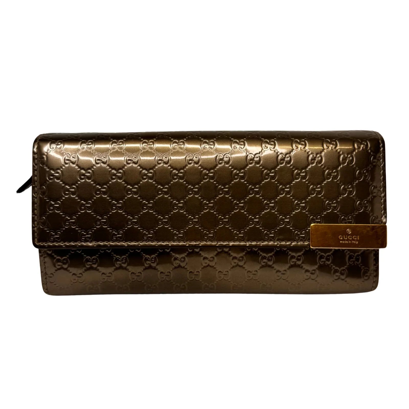 Gucci Leather Wallet on Chain Metallic Silver-Bronze - Lost Designer
