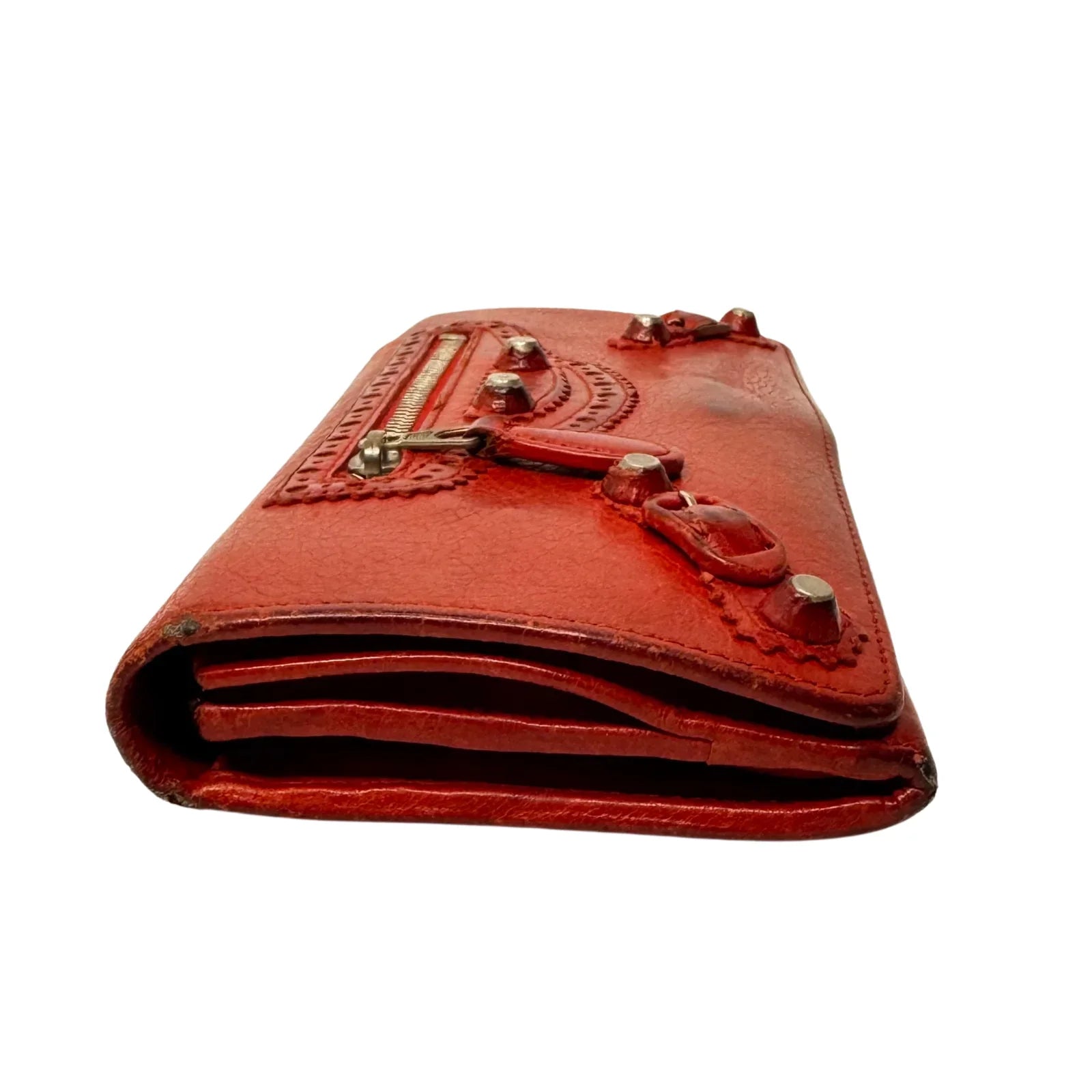 Balenciaga Red Lipstick Agneau Leather Giant 12 Gold Hardware Wallet - Lost Designer