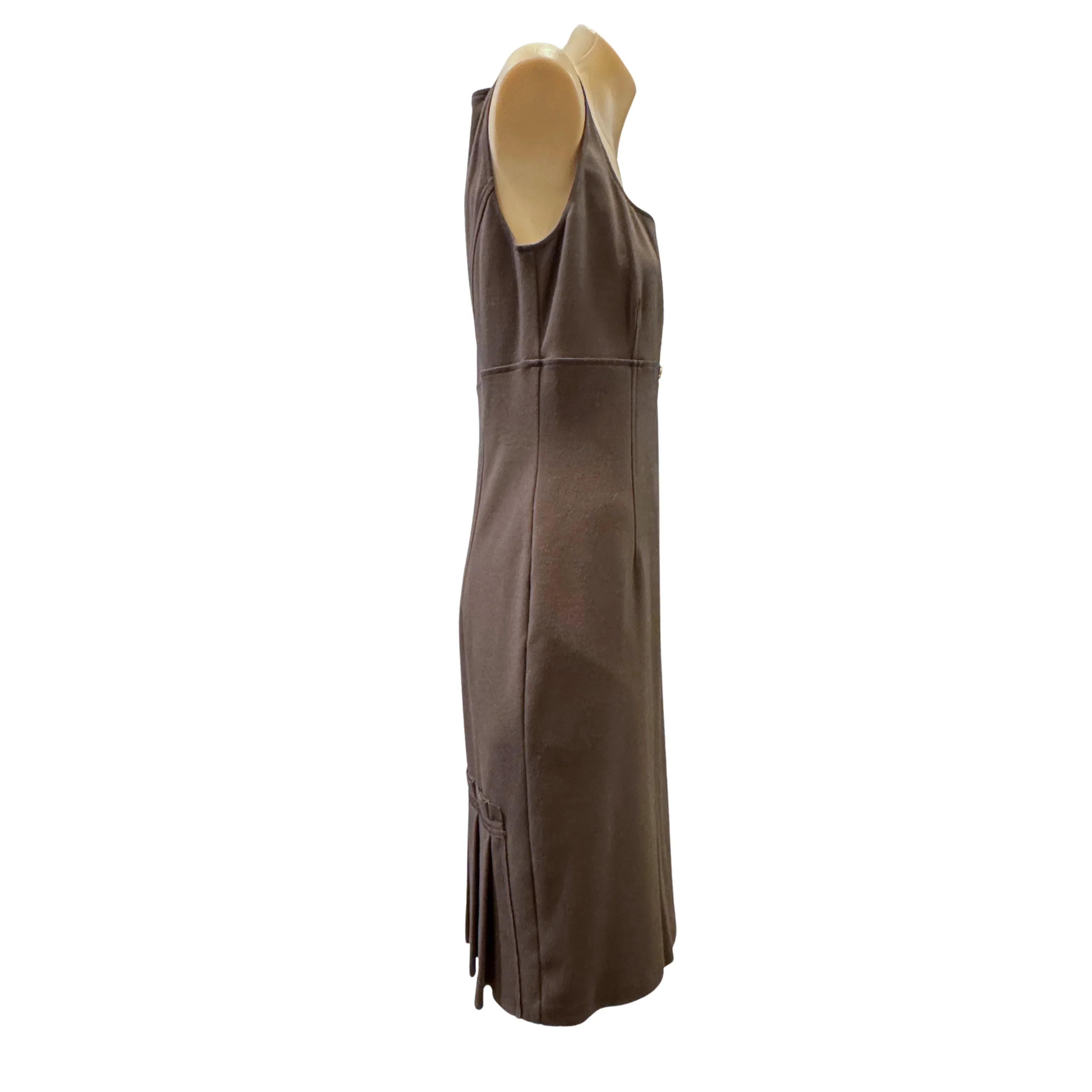 Roberto Cavalli Brown Sleeveless Square Neck Midi Dress Size 44 - Lost Designer