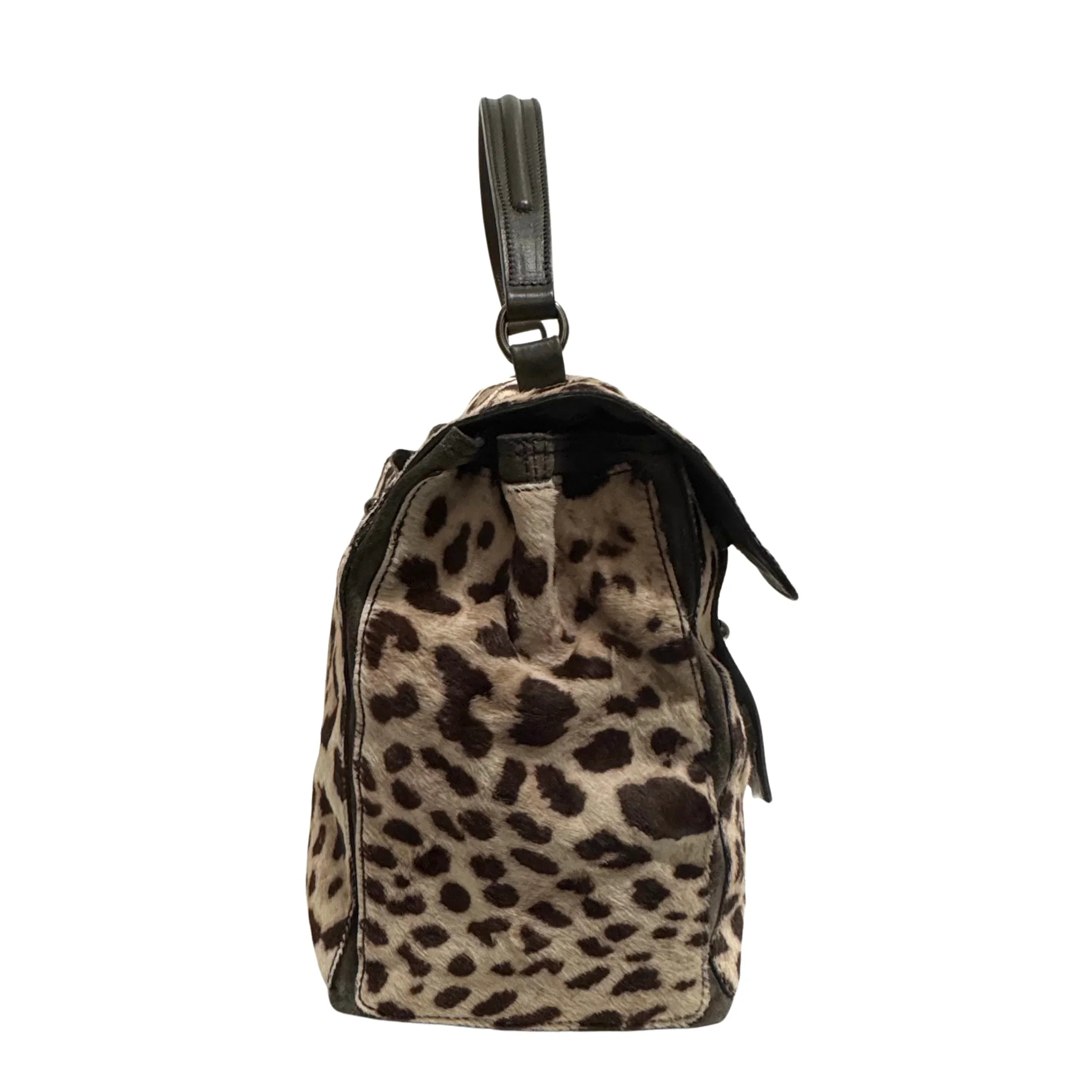 Saint Laurent Ponyhair Top Handle Bag Leopard - Lost Designer