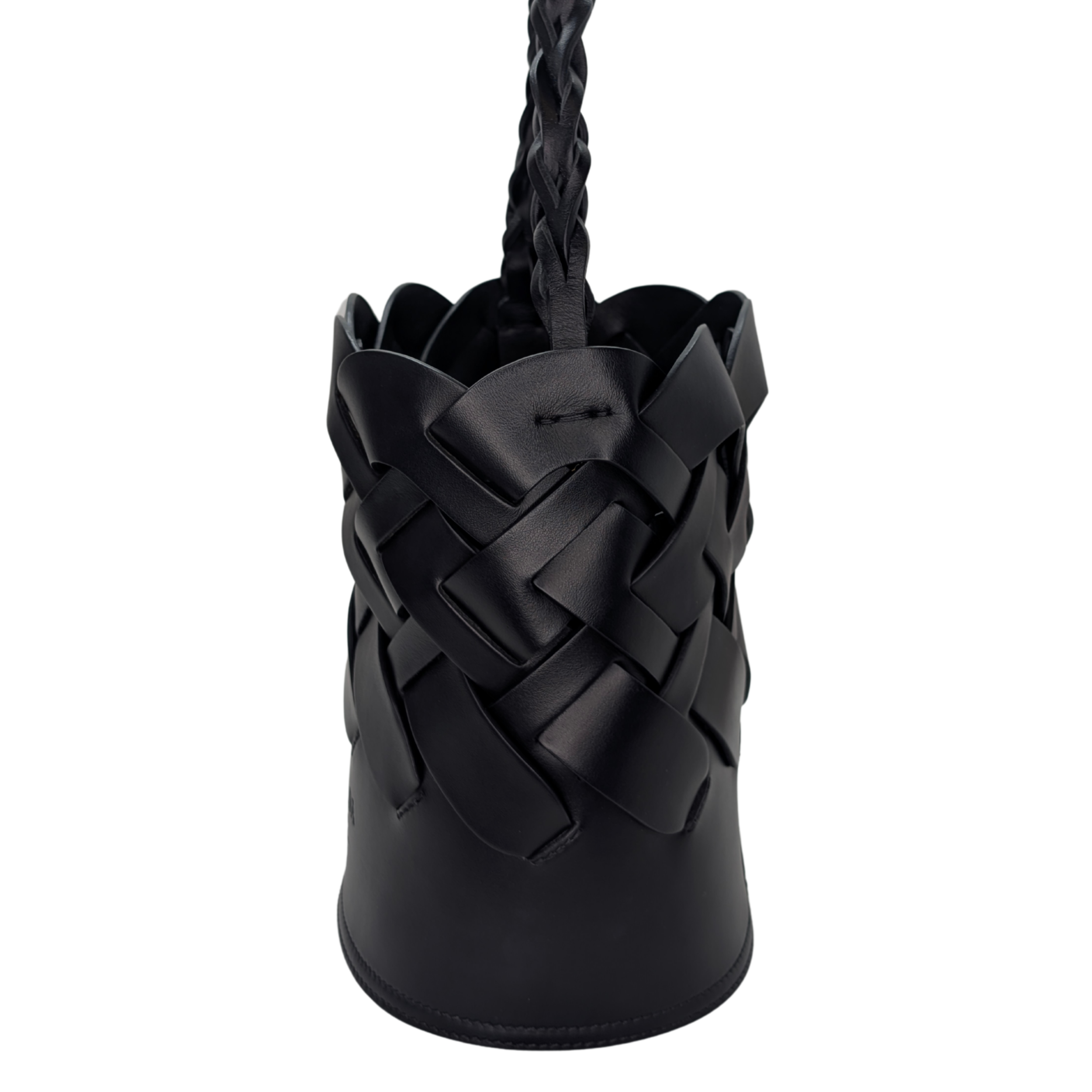 Prada Vitello Intrecciato Tress Bucket Bag Black