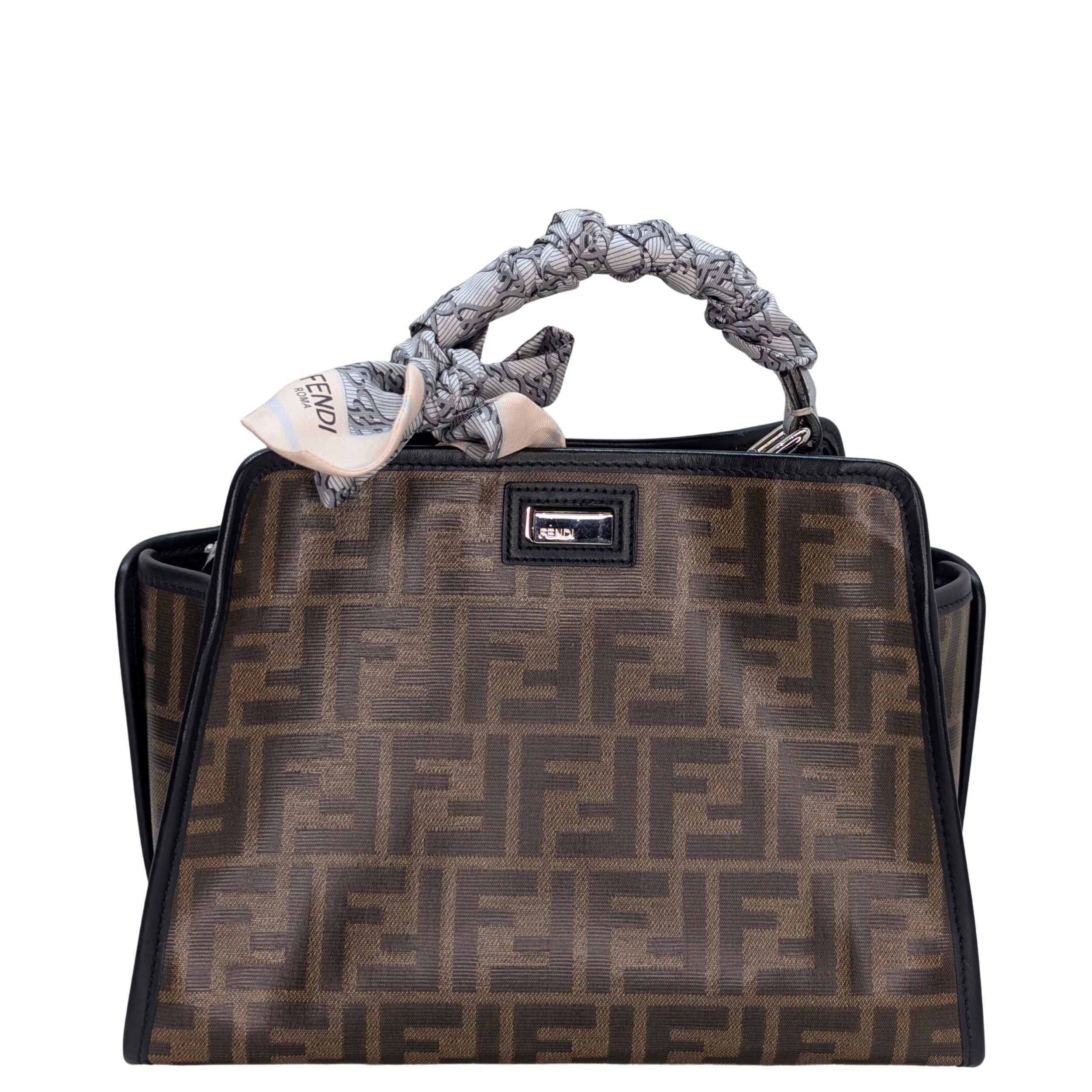 Fendi Peekaboo ISeeU Petite Mini Selleria Bag Silver Metallic