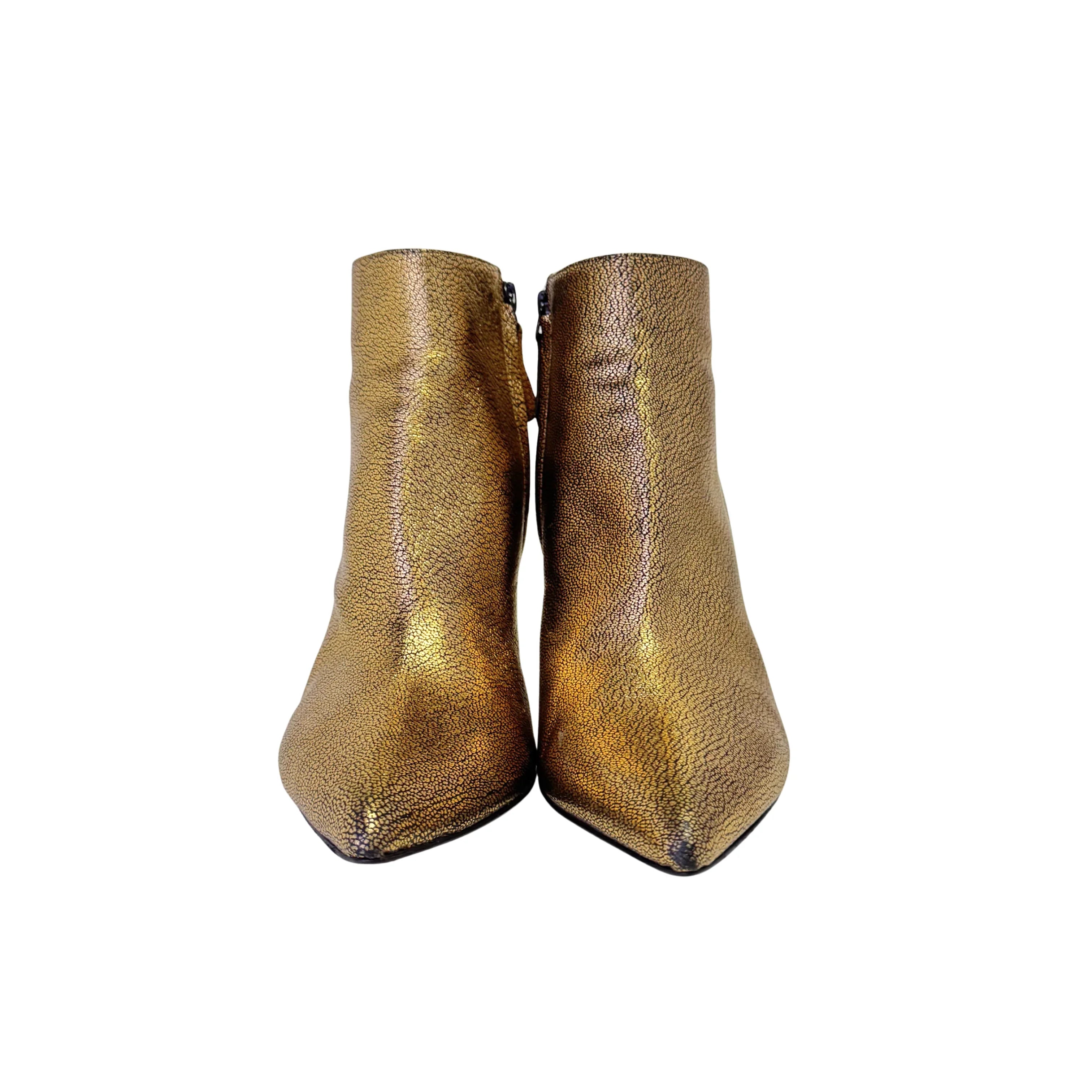 Alexander McQueen Metallic Gold Ankle Boots Booties size 39 - Lost Designer