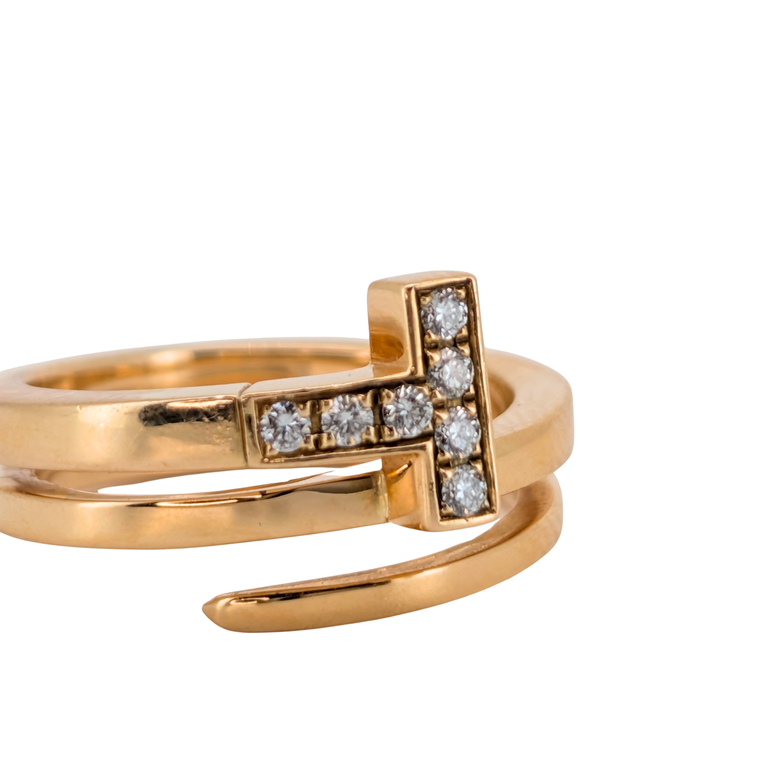 Tiffany & Co. T Square Wrap Ring in 18K Rose Gold with Diamonds